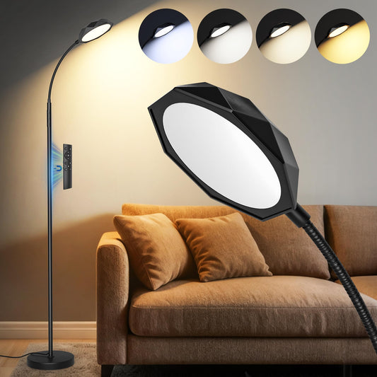 18W LED Floor Lamp, 1300lm Bright Touch Corner Lamp, 4 Scene Modes Floor Lamp, Stepless Dimming/Color Temperature, 360° Rotating Head Floor Lamp for Living Room, Bedroom, Office, Reading