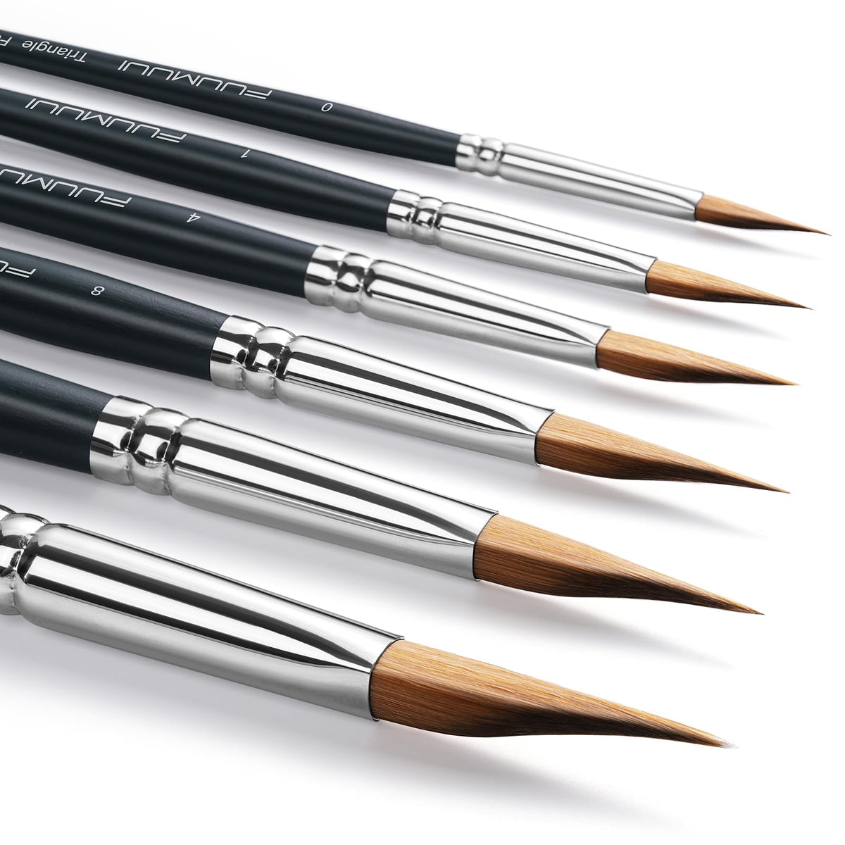 Fuumuui Watercolor Paint Brushes Set - 6 Pcs Professional Pointed Triangle Wedge Synthetic Sable Paint Brushes for Unique Texture Painting Perfect for Watercolour Acrylic Gouache Inks Painting