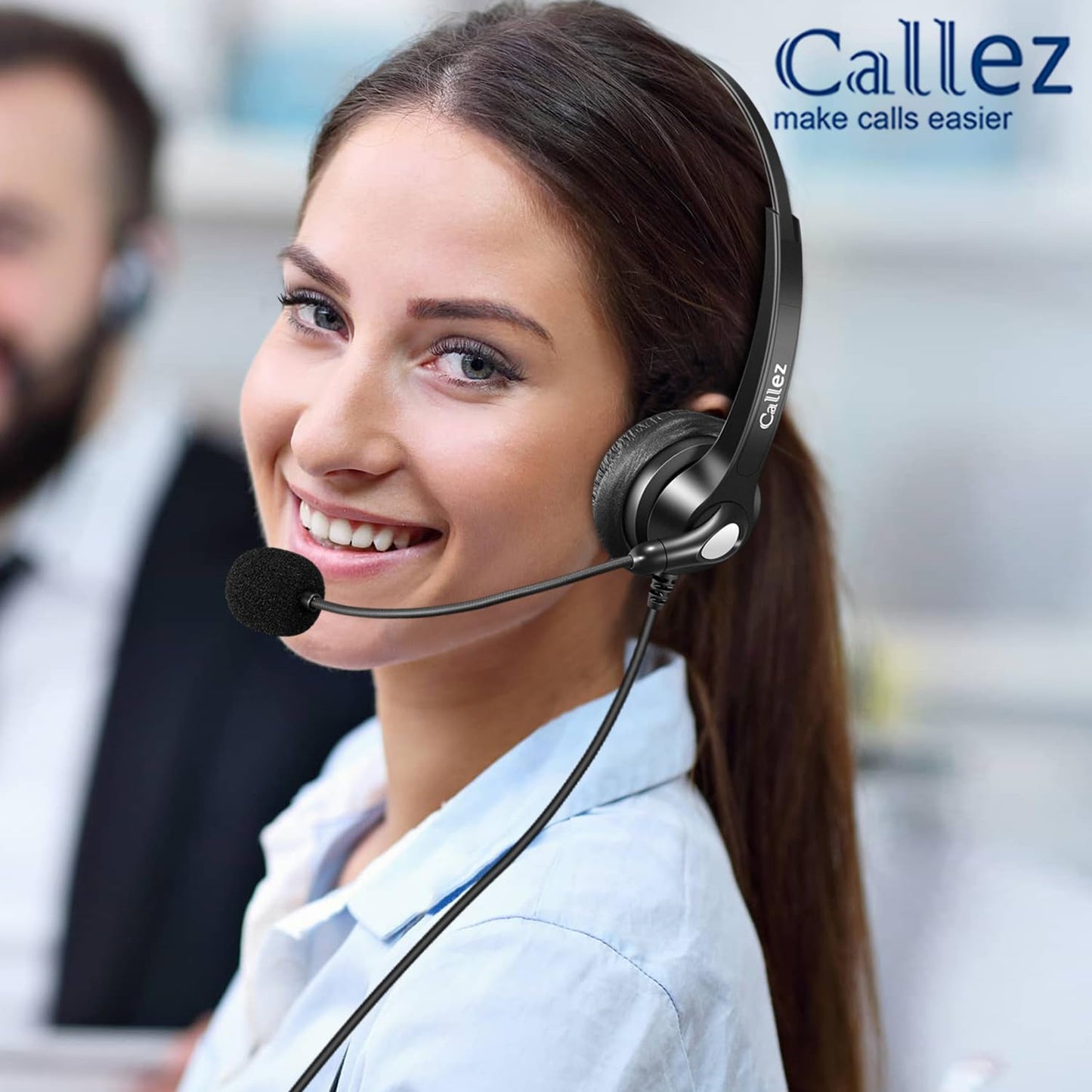 Callez RJ9 Phone Headset with Noise Cancelling Mic & Mute Switch, Corded Telephone Headset for Cisco 8851 8845 8841 8811 7965 7962 7945 7941 7841 7821 6941 6851 Office Landline Phones