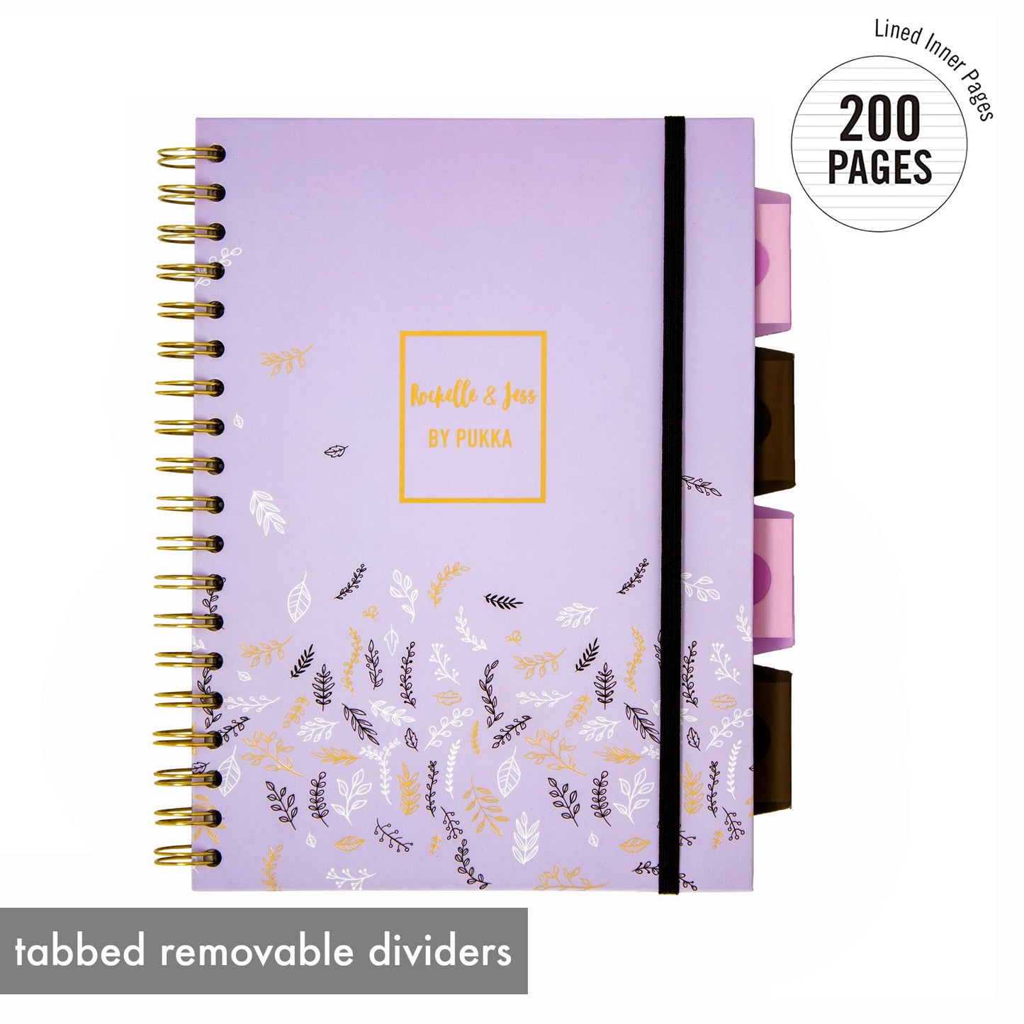 Pukka Pad, 5 Subject Spiral Notebook 3-Pack with Repositionable Dividers - 200 Pages of 80GSM Paper with Perforated Edges - Rochelle & Jess, B5-7 X 10in