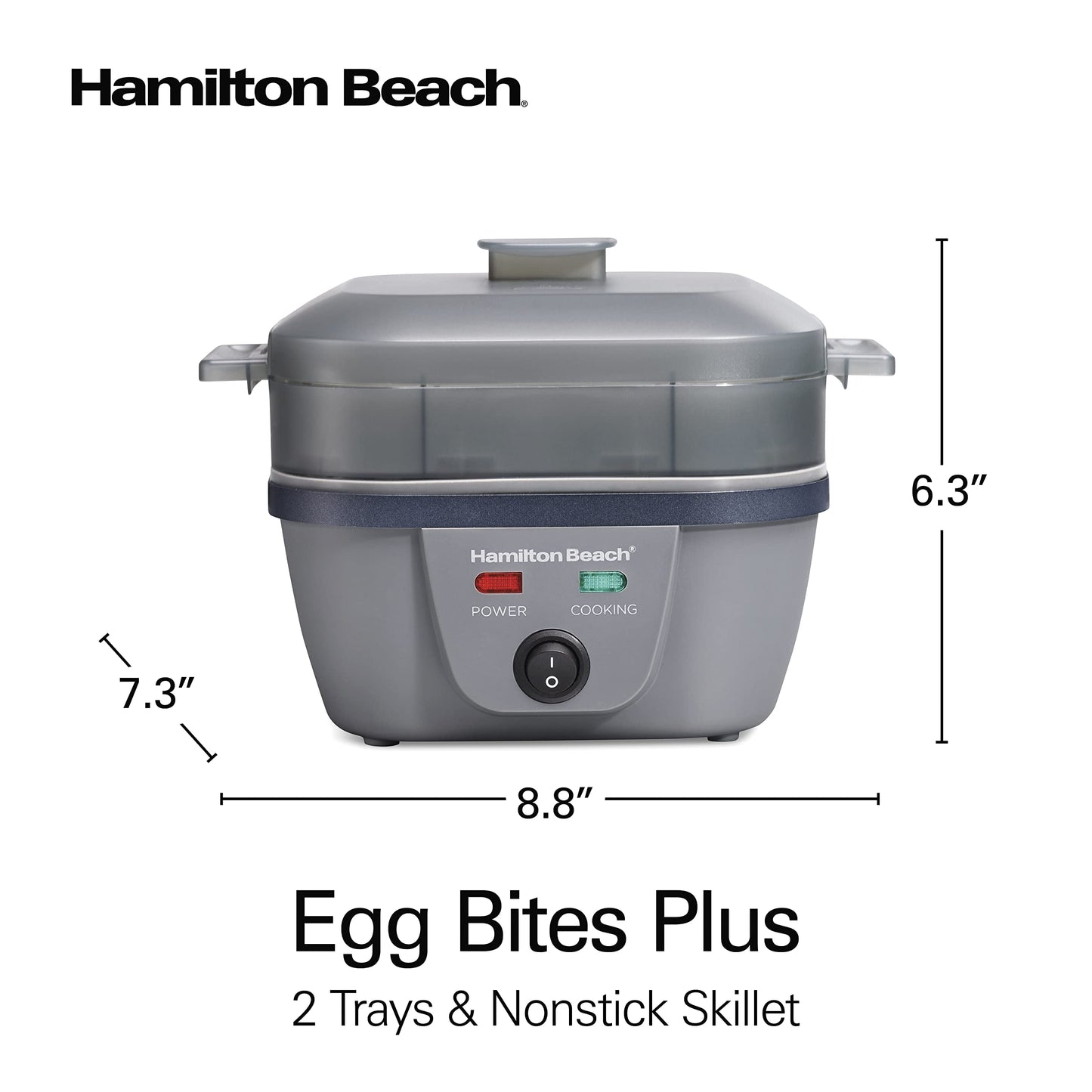 Hamilton Beach Egg Bites Plus, 4 egg bites, 4 poached, 9 hard-boiled, omelets, scrambled, fried eggs, 25510MN