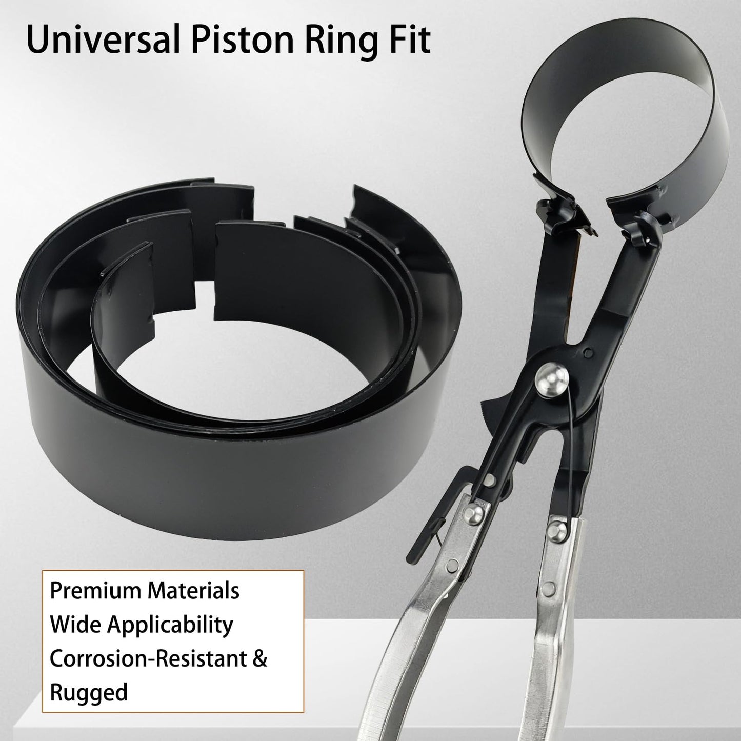 Engine Piston Ring Compressor Kit with Pliers - 6 Adjustable Sleeves2-7/8 inches (73mm) up to 4-3/8 inches (111mm) for Car, Truck & Motorcycle Piston Installation