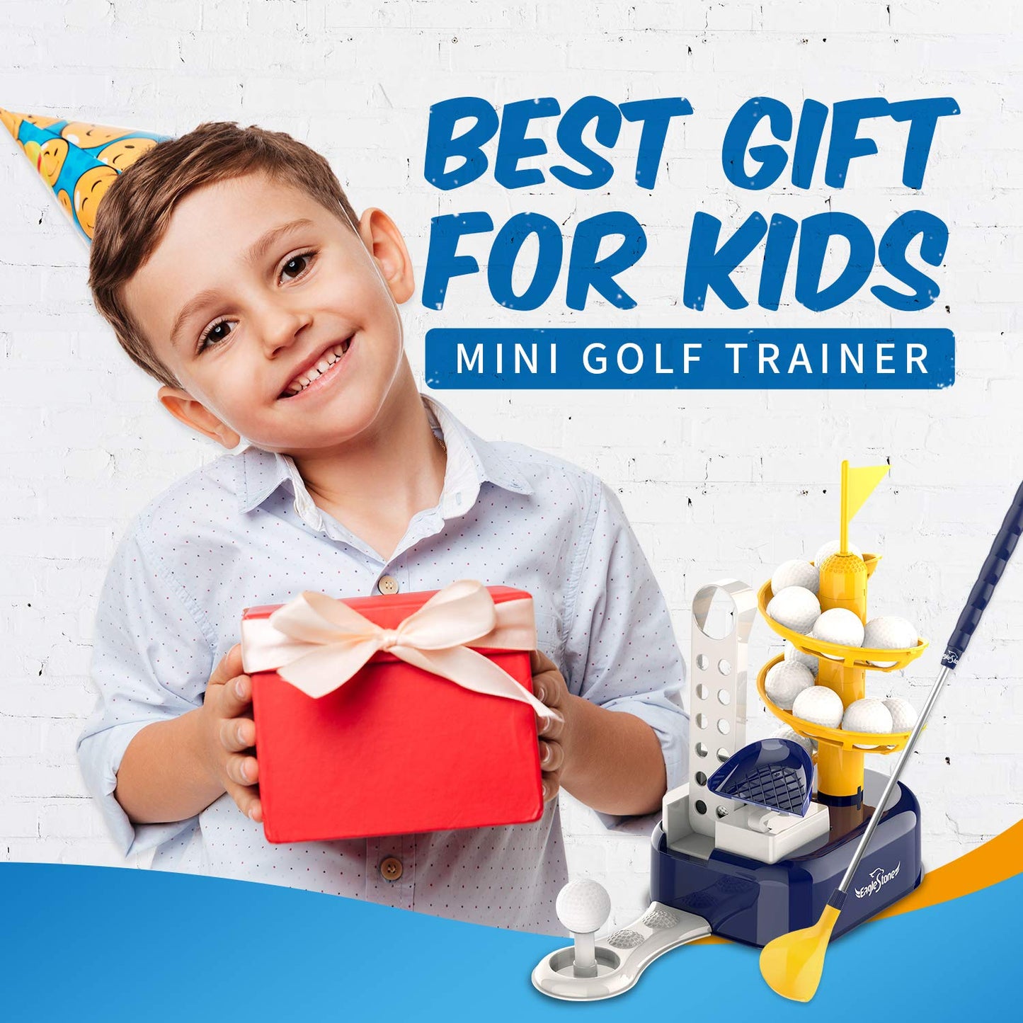 EagleStone Golf Toys for Kids, Kids Golf Toys Set with 15pcs Training Golf Balls & Clubs Equipment, Outdoor Lawn Sport Toy, Indoor Exercise Game Gift for Kids Boys Girls Toddler Aged 3 4 5 6 7 8