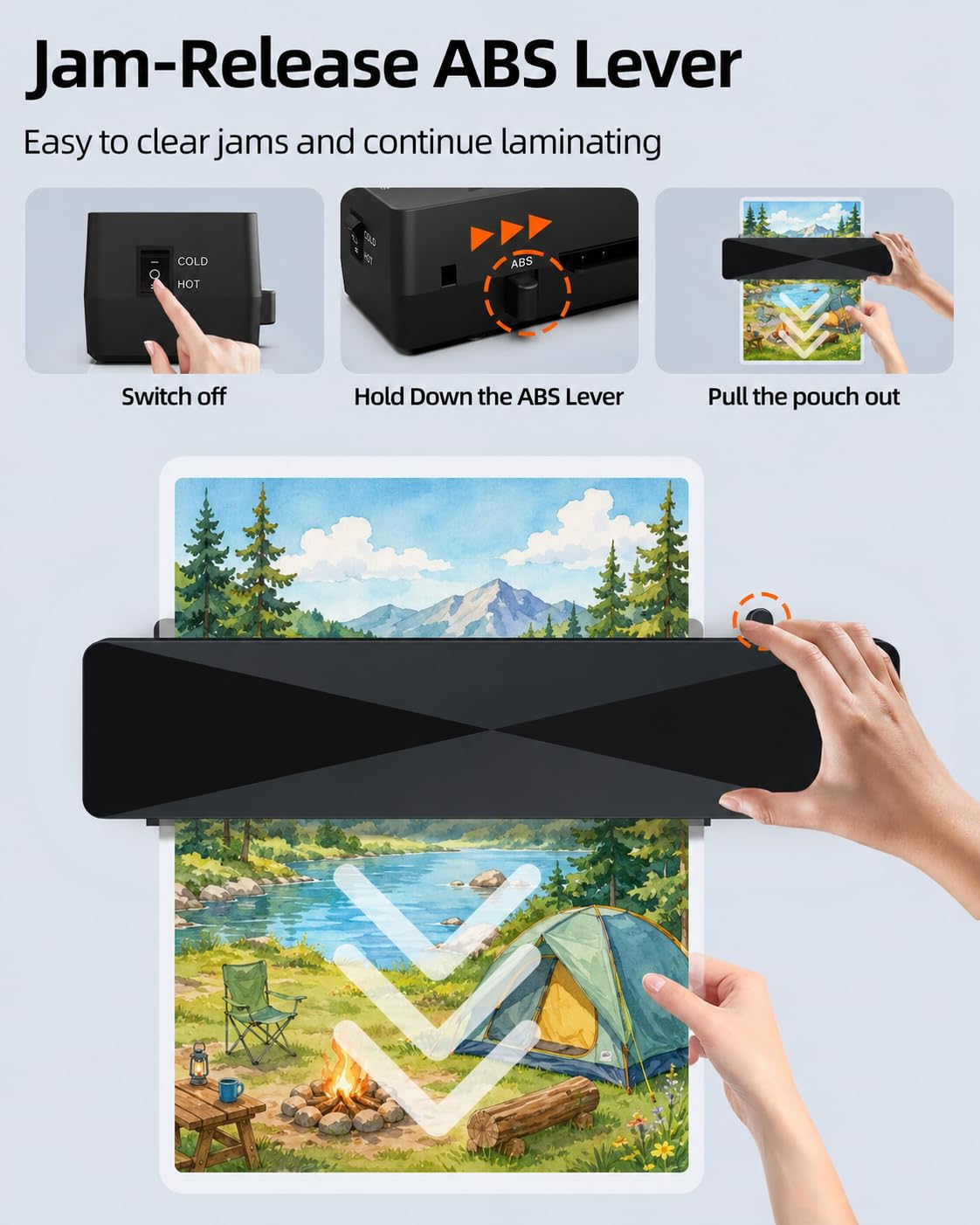 Kejector A4 Laminator Machine, 9-Inch Laminating Machine with 10 Laminating Pouches, Fast Warm, Never Jam, A4 Hot & Cold Laminator for Office School Home Business