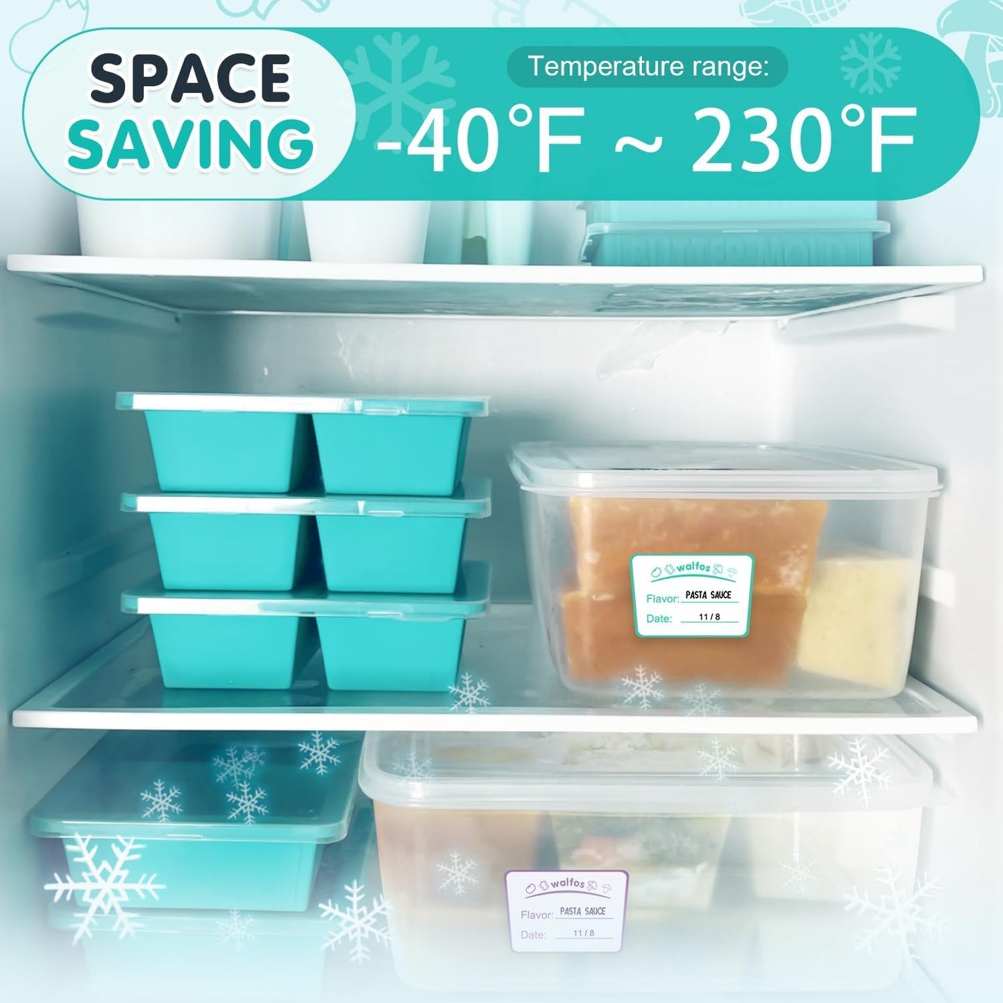 Walfos 1-Cup Silicone Freezer Molds with Lid, 4 Packs Soup Freezer Ice Cube Tray for Food, Silicone Food Freezing Container for Storing and Freezing Soup, Broth, Sauce and Ice.Aqua Color