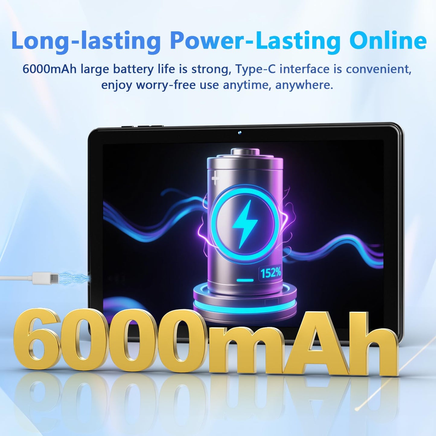 10 Inch Tablet, Android 15 Tablets with 18GB RAM+128GB ROM(Expand to 1TB), Octa Core 1280 * 800 IPS HD Display, 6000mAh Battery, Dual 5MP+8MP Camera, 5G/2.4G WiFi