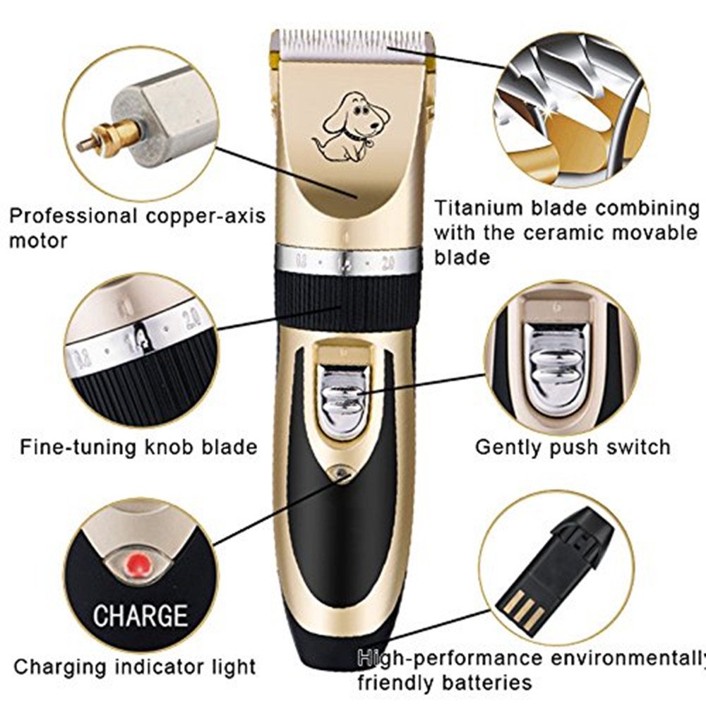 BaoRun Pet Dog Grooming Clippers Professional Rechargeable Cordless Hair Clippers with Comb Low Noise for Small Medium Large Dogs Cats