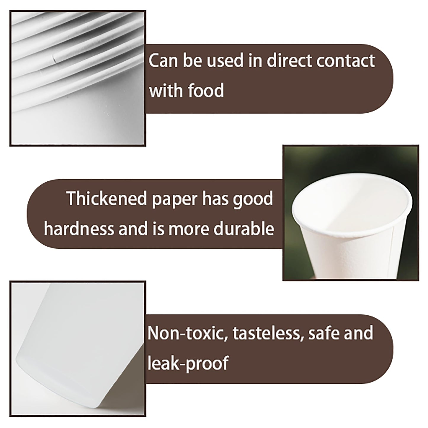 120 Pack 9 Ounces Leak-Proof Disposable Paper Cups for Hot/Coffee, Tea, Beverage Cups - Holiday Party DIY Office Drinking Cup Supplies (White)