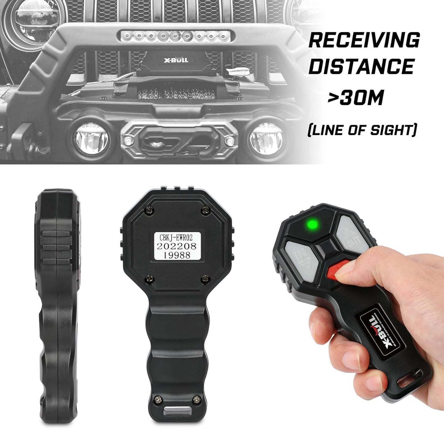 X-BULL Wireless Winch 2 Remote Control Kit Handset Switch Car ATV SUV 12V (Black)