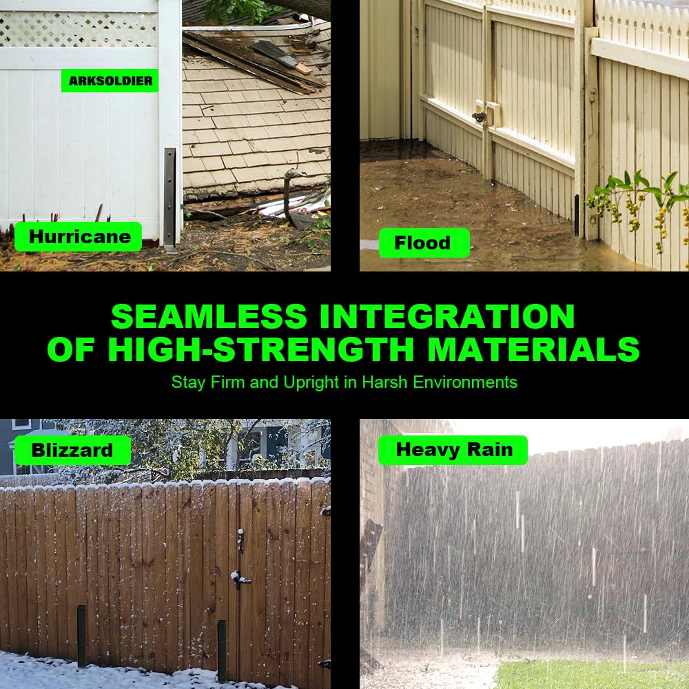 ARKSOLDIER Fence Post Repair Kit - Thickened 11-Gauge Steel Anchor & Stakes to Fix Broken/Leaning 4x4/6x6 Wood Posts Support (Heavier at 5.47 lbs, 1-Pack)