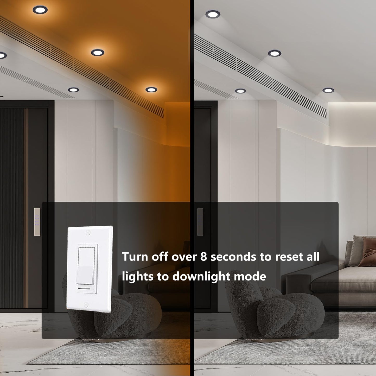 Togalonn Black Pot Lights LED 4 Inch Recessed Lights with Night Light Mode, Dimmable & 5CCT Selectable Slim Soffit Wafer Downlight, ETL Listed, IC Rate, 9W, 6 Pack