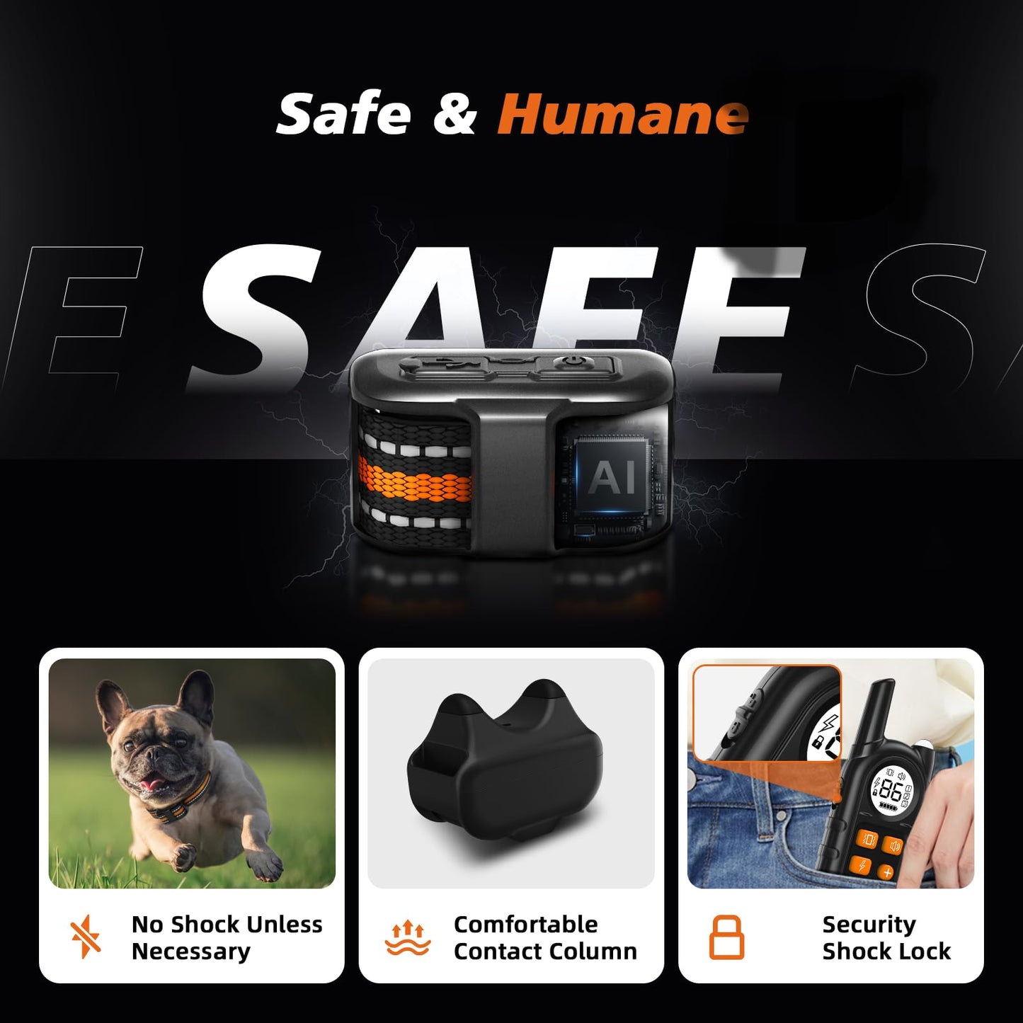 Tiniest Dog Shock Collar, Lightest Dog Training Collar with Remote for Small Dogs 5-15lbs & Medium Large Dogs/Puppies, Waterproof, Rechargeable, 1300ft Range (Orange&Ultra Tiny)