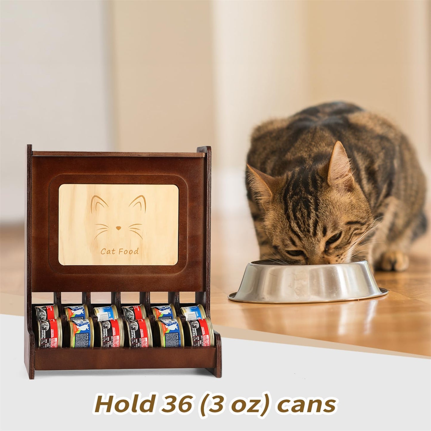 Canned Cat Food Dispenser for 3 oz Cans,Wet Cat Food Organizer,Canned Cat Food Dispenser,Wet Cat Food Storage,Pet Food Storage,Canned Cat Food Container,Cat Lover Gift (Hold 36-3 oz cans).