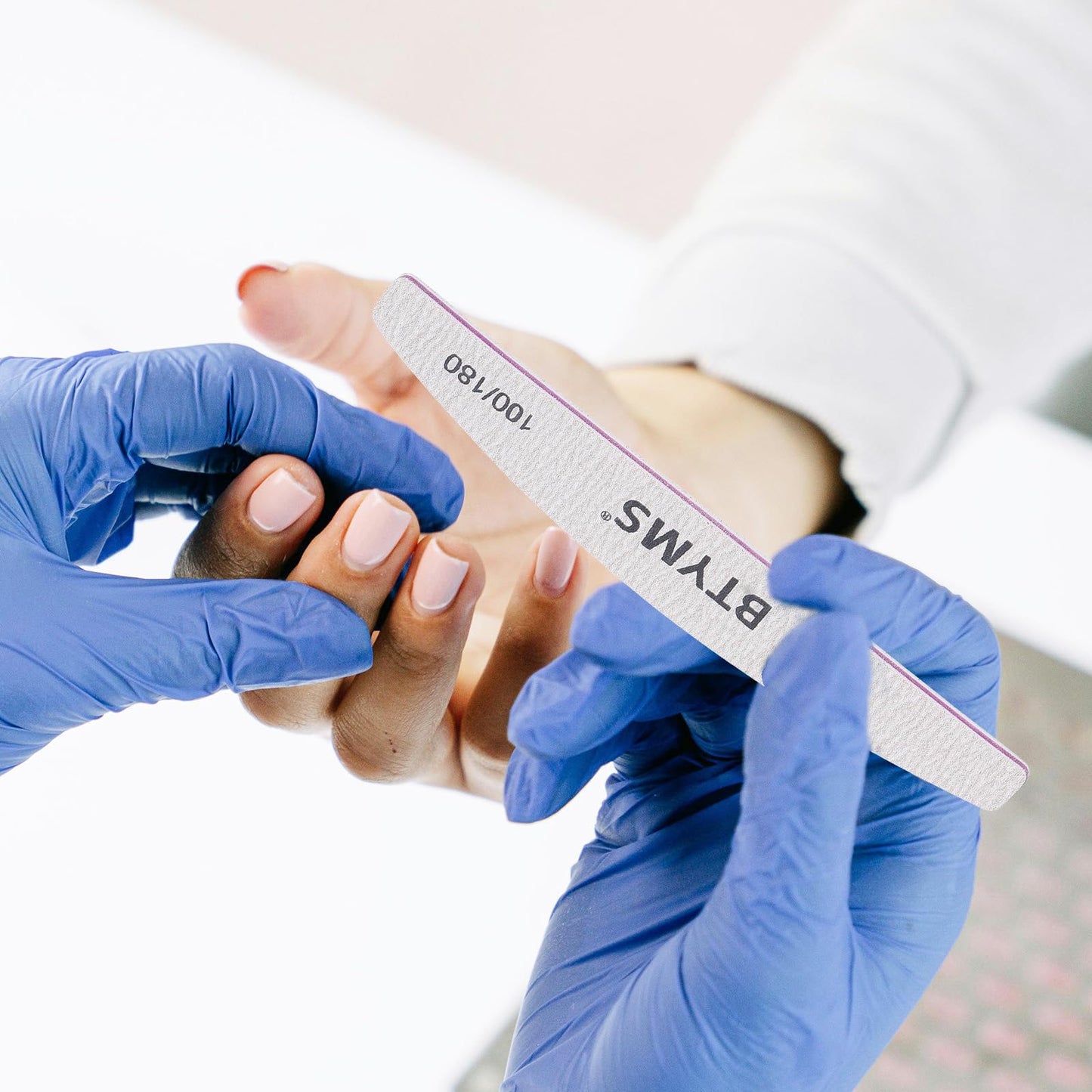 BTYMS 100 Pieces 100/180 Grit Nail Files and Buffers, Double Sided Emery Boards Nail Buffing File for Acrylic Nails