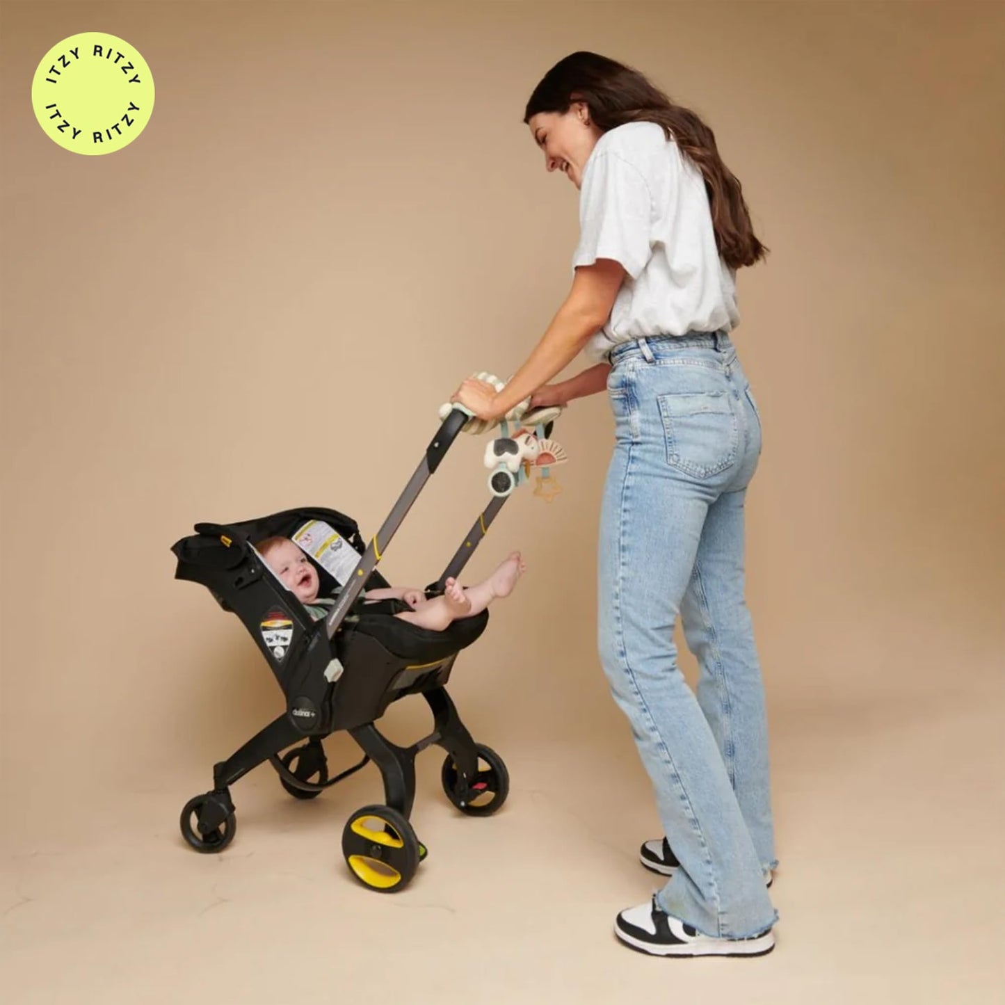 Itzy Ritzy Spiral Car Seat & Stroller Activity Toy; Includes Dangling Ring, Mirror and Textured Ribbons; Farm