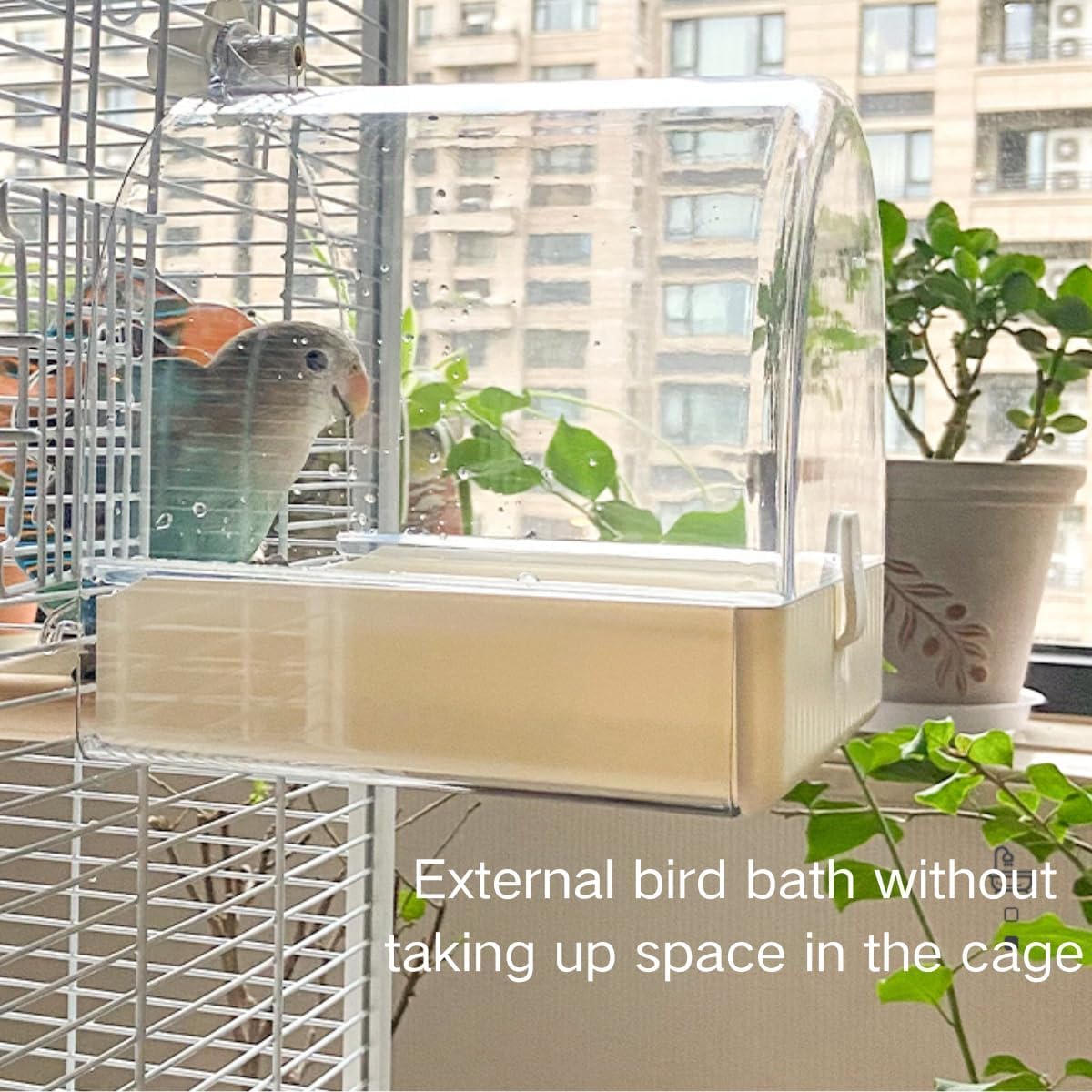 Bird Bath Cage, No-Leakage Bird Bathtub with Hanging Hooks Cage Accessory Suitable for Small to Medium Birds, Like Lovebirds, Finches, Parakeets, Canary