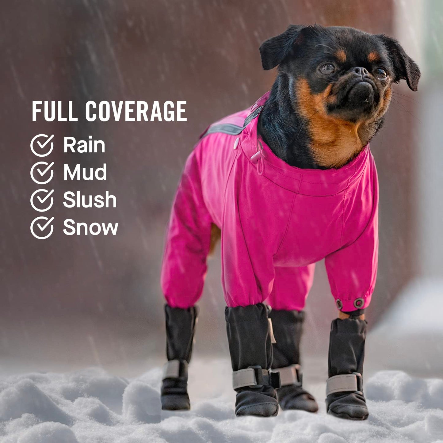 Canada Pooch Dog Winter Boots - Paw Protection, Anti-Slip Dog Shoes with Reflective Velcro Strap, Easy On for Small Dogs - Black, Size 2