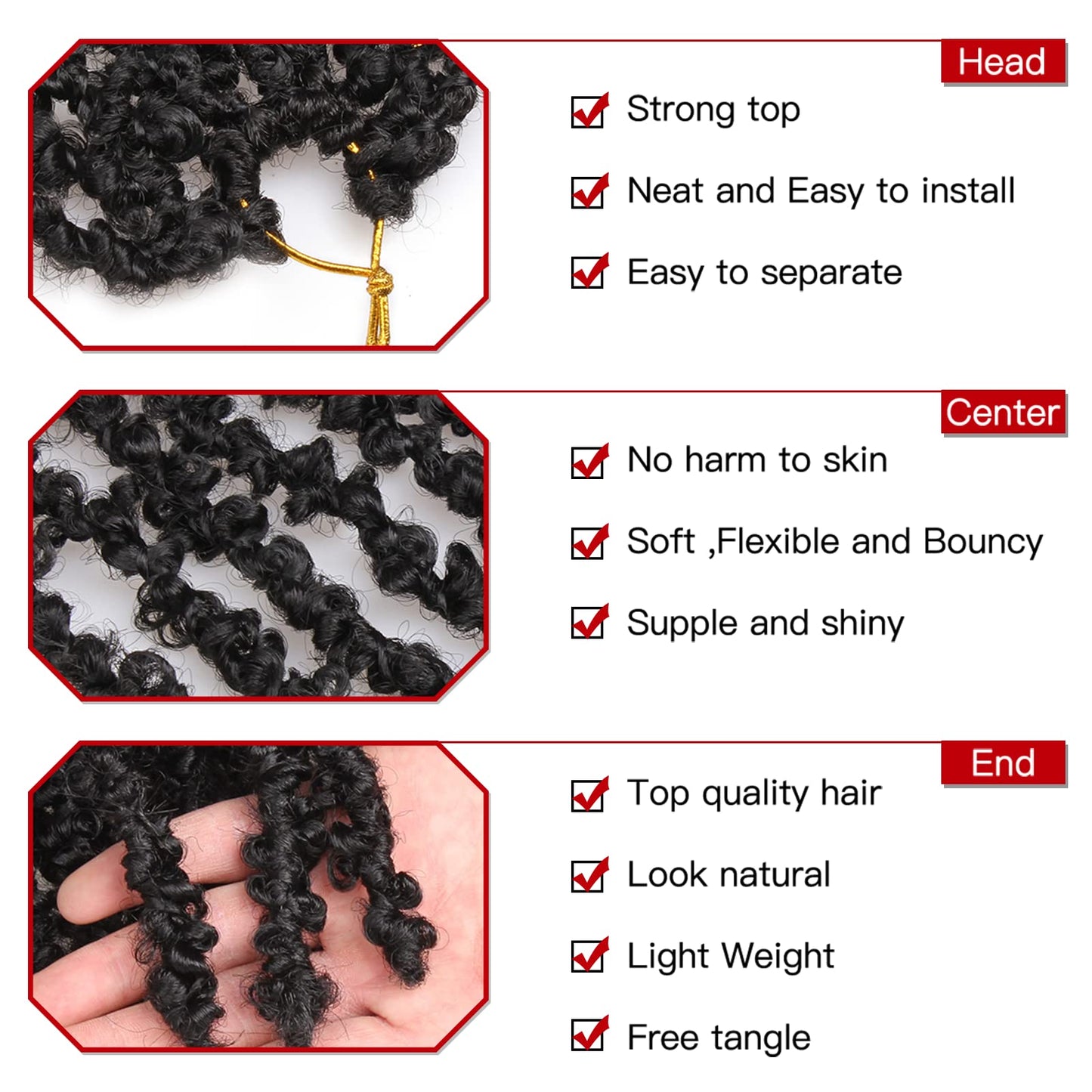Xtrend 12 Inch 6 Packs Butterfly Locs Crochet Hair Black Messy Distressed Faux Locs Crochet Braids Pre Looped Soft Locs Hair for Black Women #1B