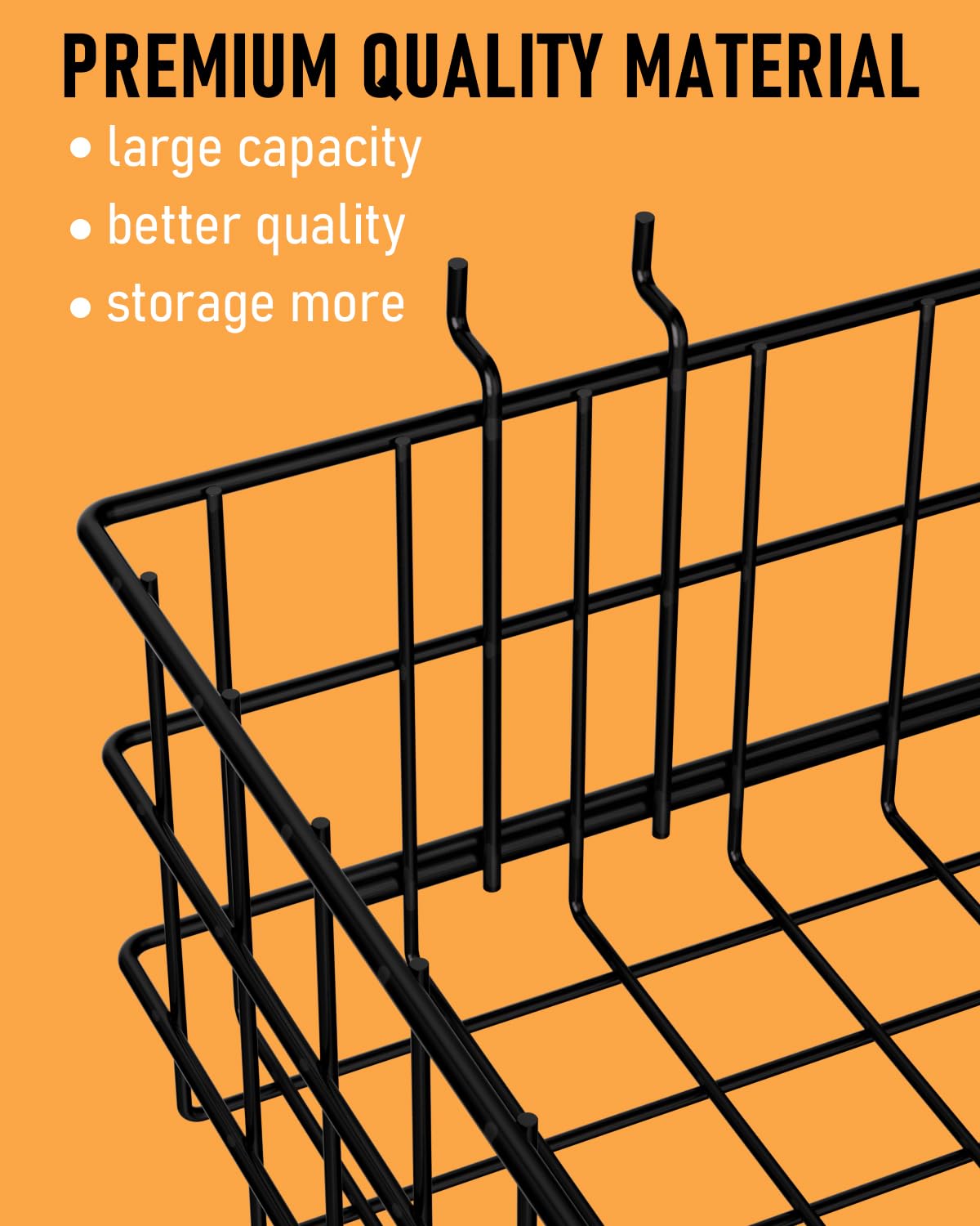 INCLY 4 Pack Pegboard Baskets Bins Set, 4 Size Square Style Black Metal Wire Pegboard Bins for Peg Board Organizing Tools, Peg board Accessories for Workbench Garage Wall Storage Attachments