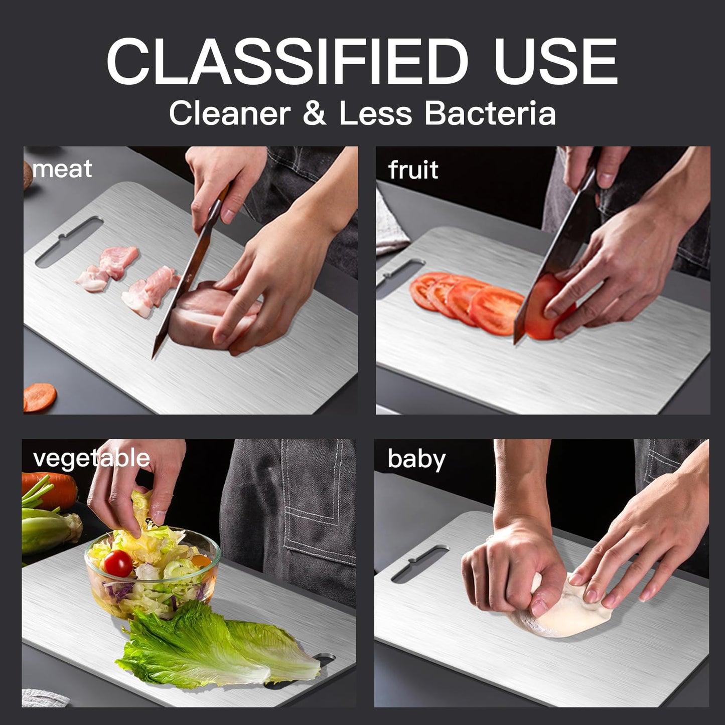 GNEL 3PCS Titanium Cutting Boards Set,2026 New Upgrade 100% Pure Titanium Cutting Boards for Kitchen, Food Grade Quality, Easy to Clean and Will Not Absorb Odors, Dishwaser Safe