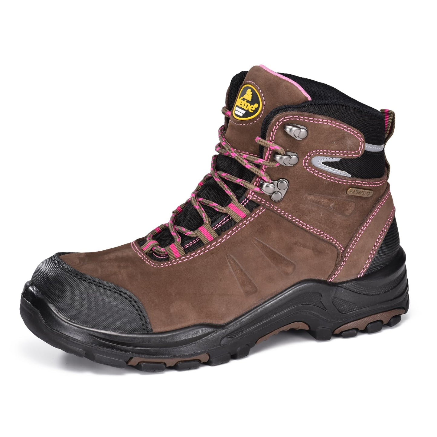 Women's Steel Toe Boots Waterproof Cow Leather Lightweight Work Boots for Women Fire Safety Boots Non Slip Puncture Resistant(Size 7)