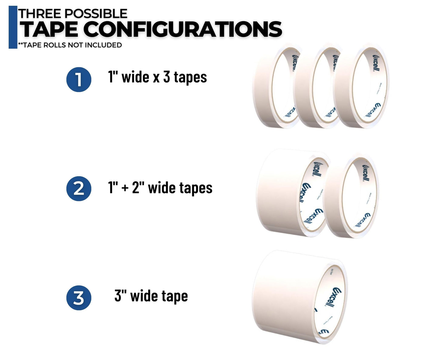 Excell Triple Premium Extra Wide Metal Multi-Rolls Desktop Tape Dispenser, ET-13371, 3 inch Wide, 3 inch Core