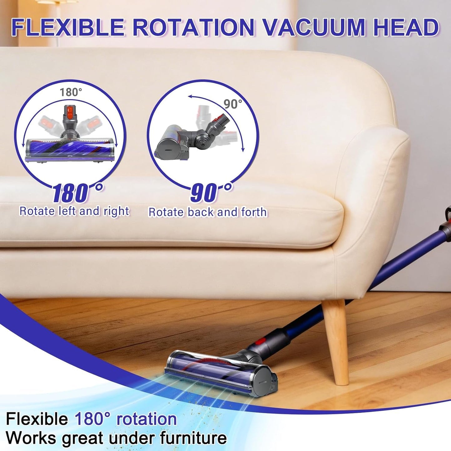 Upgrade Anti-Tangle Replacement Vacuum Head for Dyson V7 V8 Cyclone V10, V11, V15 Cordless Vacuum Cleaners, Quick Release Motor-Head Brush Roller for Dyson SV10 SV11 SV12 Vacuum Attachments Parts