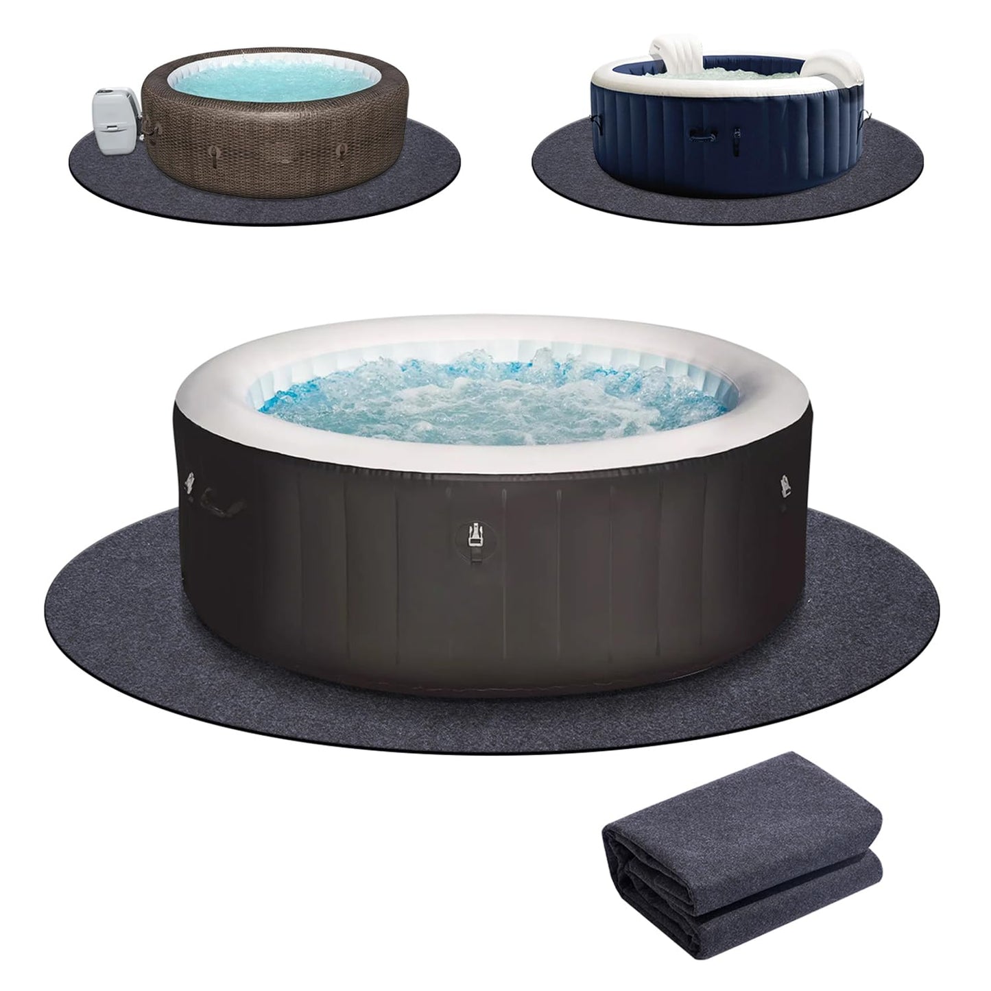 ALYCLIP 100 Inch Round Mat for Inflatable Hot Tub Outdoor Pad Waterproof Spa Pool Ground Base Flooring Protector Slip-Proof Backing for Protect Hot Tub Pool from Wear