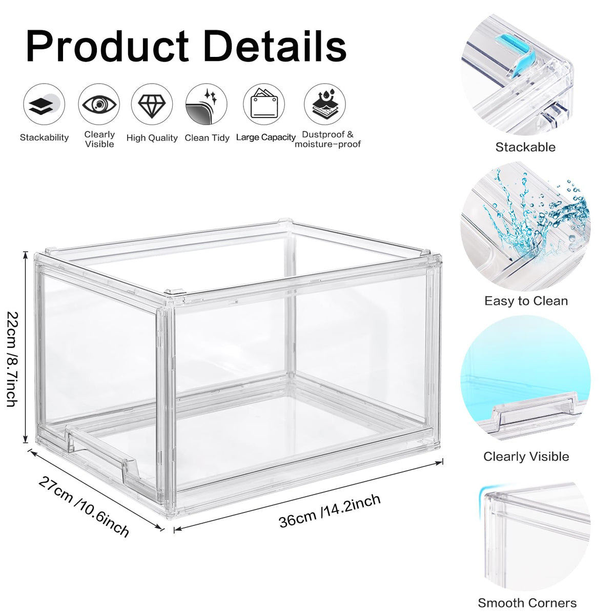 3 Packs Large Plastic Stackable Storage Drawers, DILIBRA Clear Storage Bins Organizer with Pull Out Drawer for Kitchen Cabinet Pantry Fridge Freezer Shelf Refrigerator Organization and Storage