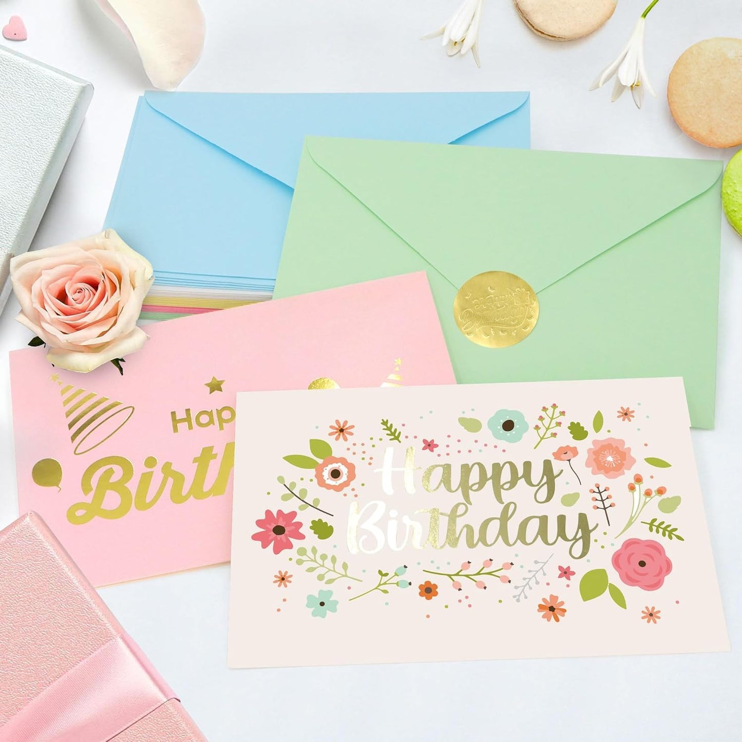 Timenued 100 Pcs Birthday Cards Bulk with Envelopes Happy Birthday Cards, Box Of Birthday Cards Assorted Birthday Cards Pack Funny Greeting Cards Assortment Birthday Cards for Kids Girls Friends Teacher Men