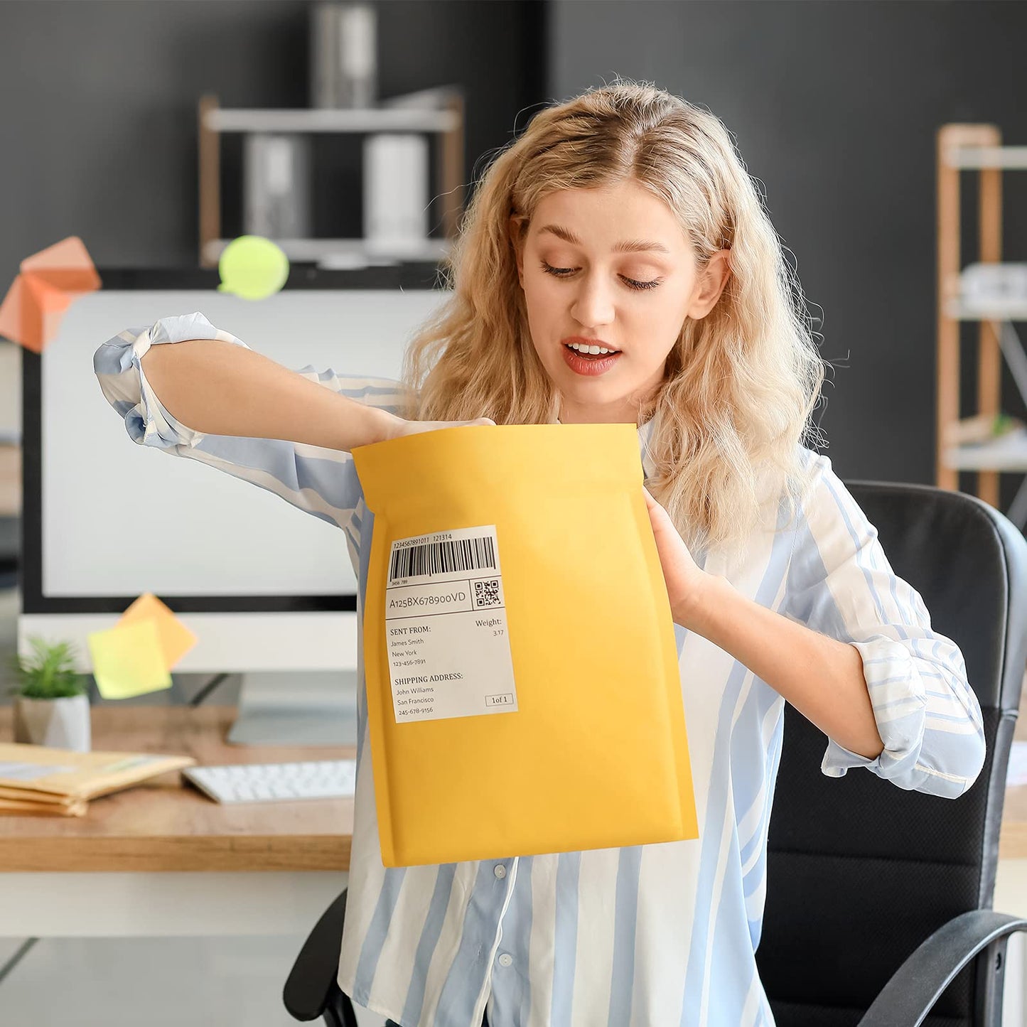 UCGOU Kraft Bubble Mailers 10.5x16 Inch 25 Pack Yellow Padded Envelopes #5 Large Mailing Packages Self Sealing Tear Resistant Boutique Bulk Mail Shipping Bags for Clothes,Book and More