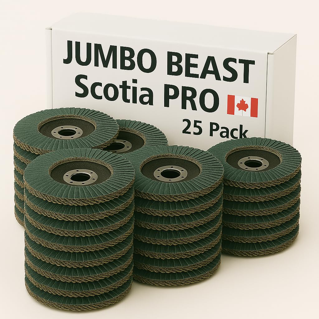 Jumbo Beast 5" x 7/8" inch 25 Pack by Scotia PRO Flap Discs, Extra Thick Heavy-Duty Zirconia Grinding & Sanding Wheels – 40 Grit, Long Life, Industrial Flapper Discs for Metal & Wood