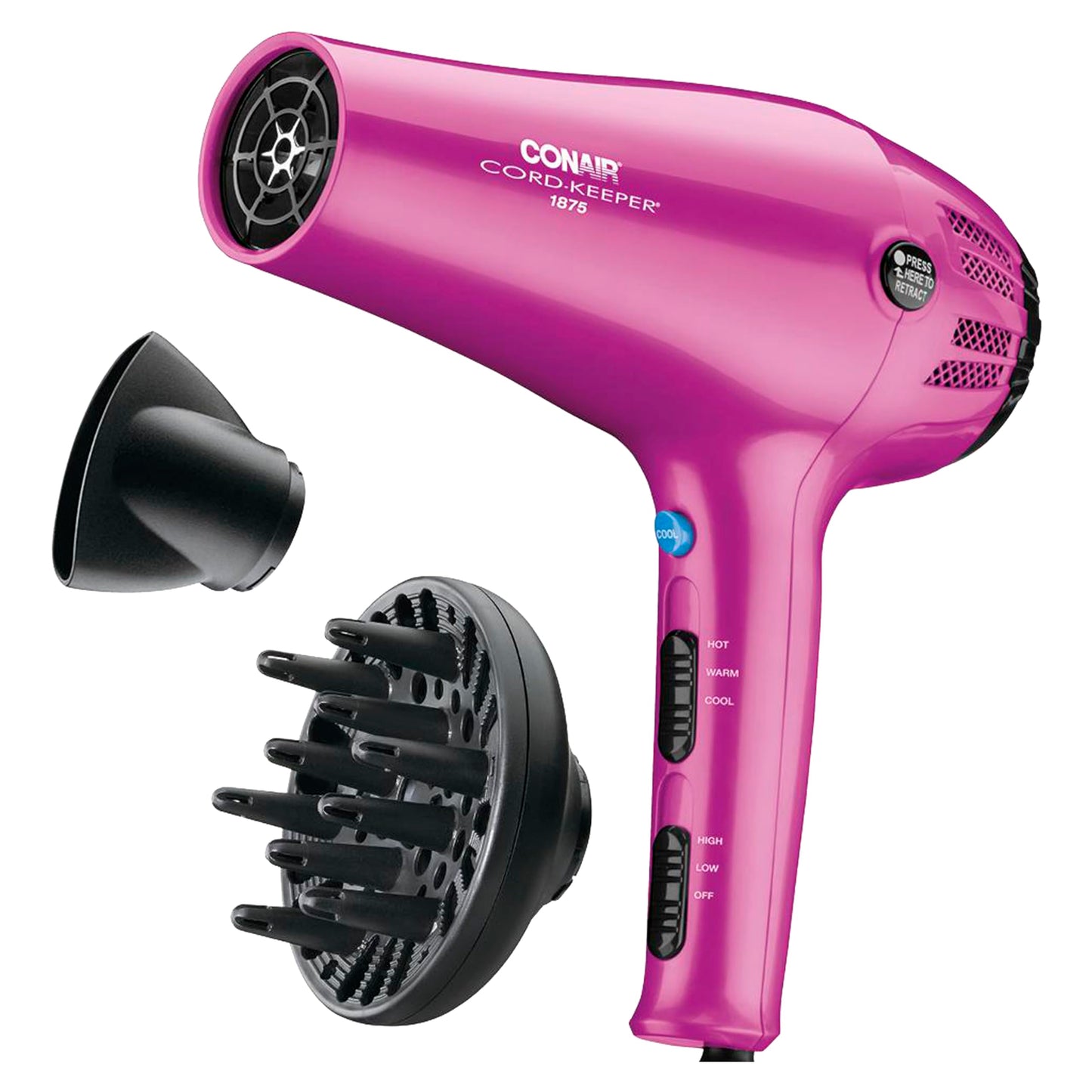 Conair 1, 875-Watt Cord-Keeper Styler, 1 Count, Pink, 1 EA (209BCR)