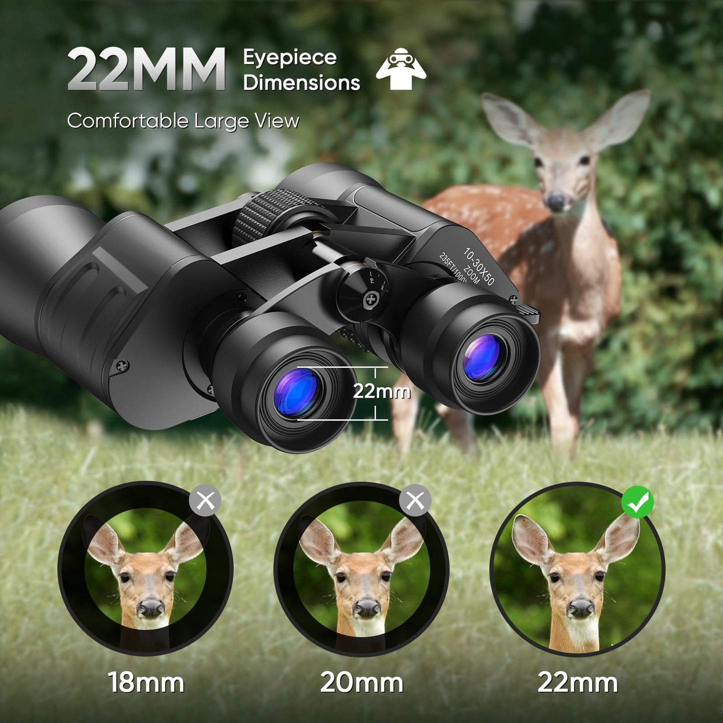 10-30x50 High Power Military Zoom Binoculars for Adults, Low Light Night Vision/Daily Waterproof / BAK7 Prism/FMC Lens, HD Professional Binoculars for Bird Watching, Hunting, Outdoor, Hiking.