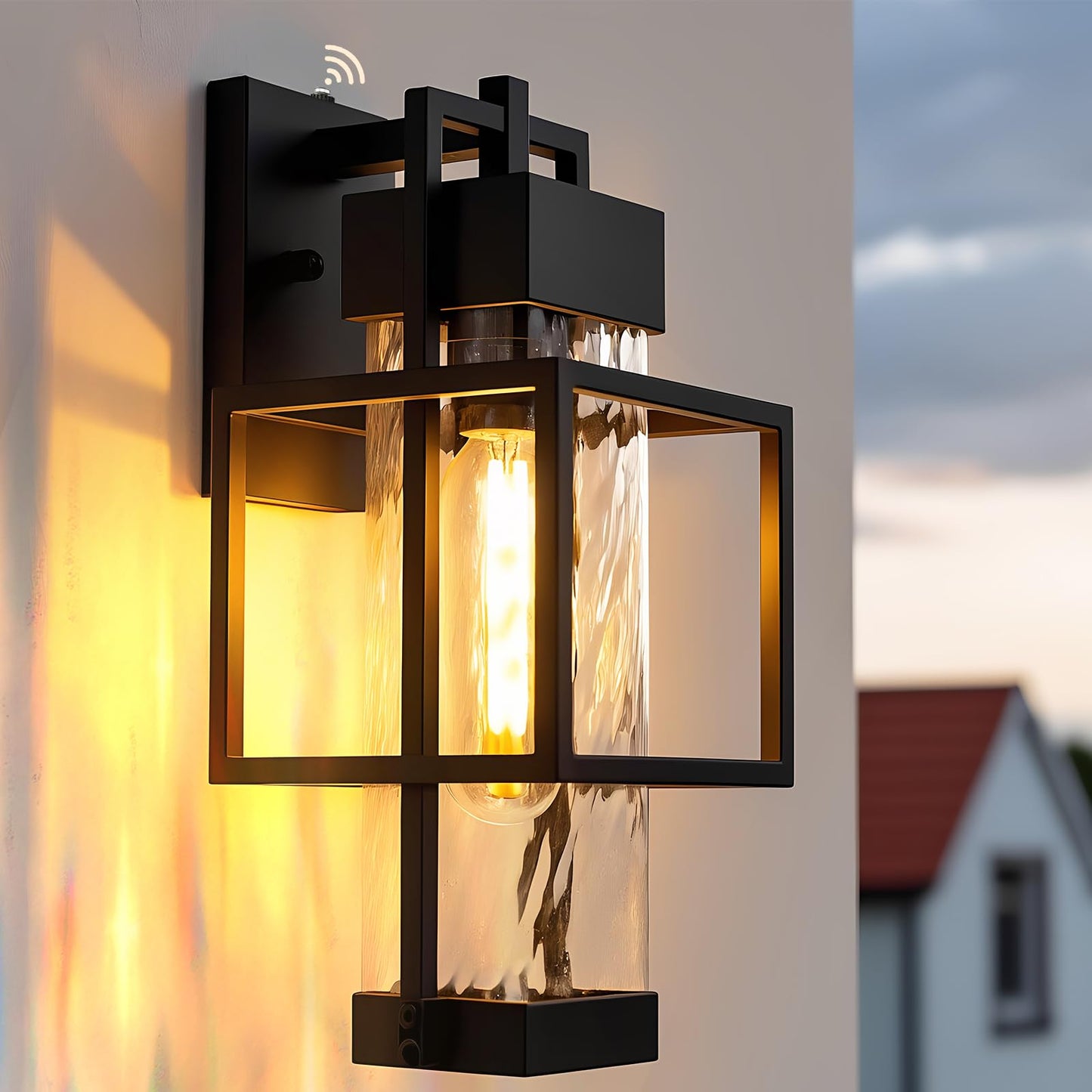 Dusk to Dawn Outdoor Wall Light, Waterproof Exterior Wall Sconce for Porch, Garage & Garden - Bulb Included (Metal Cage Design)