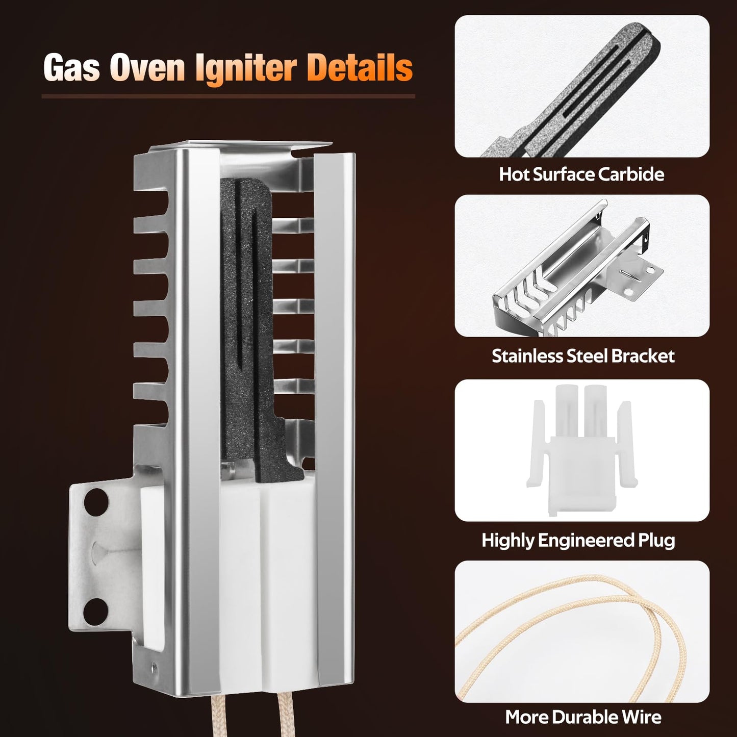 onlyfire DG94-00520A Range Oven Igniter Replacement for Samsung NX58F5500SS NX58H5600SS NX58H9500WS Oven Igniter, Fits Sam-Sung 2692271, AP5577941, EAP4241428, PS4241428
