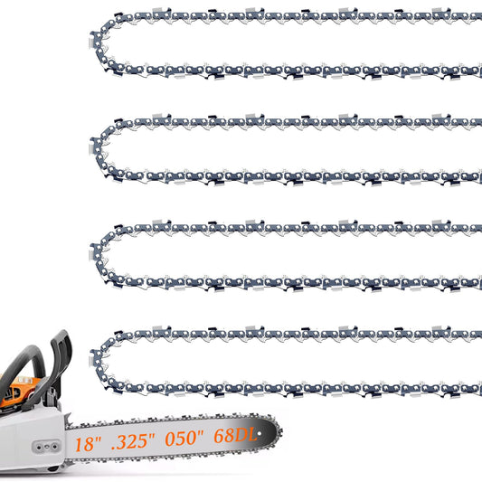 4 Pack 18 Inch Chainsaw Chain for Stihl .325" Pitch .050" Gauge 68 Drive Links Fits Stihl 025, MS250, MS251 (POST 2023 .050" Gauge) 3005 008 7017 23RS 68 (4 Chains)