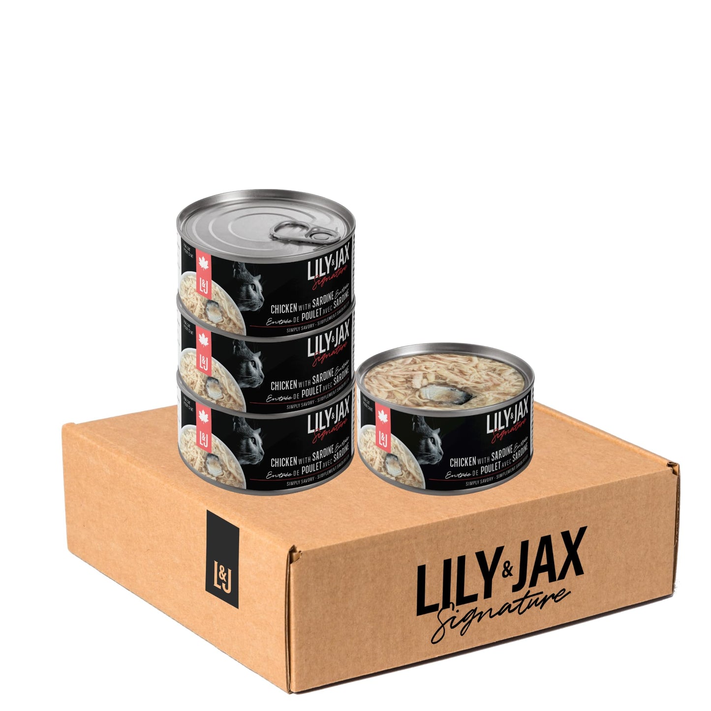 Chicken with Sardine - Premium Canned Cat Wet Food - Cat All Ages by Lily & Jax (Pack of 24 x 85g)