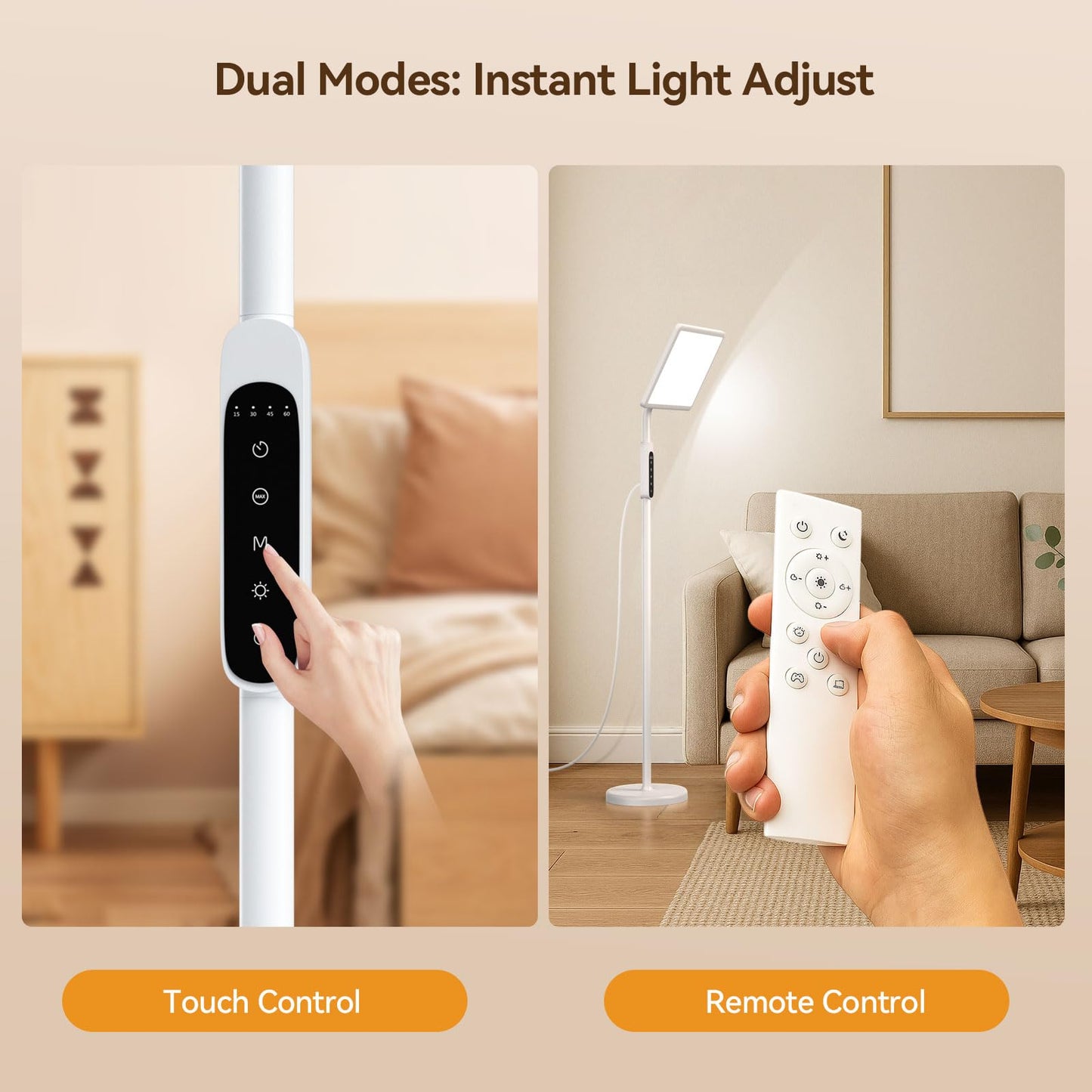 12000 Lux Sun Lamp, Full Spectrum Sunlight Lamp, Floor Lamp with Adjustable Height, Remote Control, 4 Color Temp, 5 Brightness, 4 Timers, Home Office Use