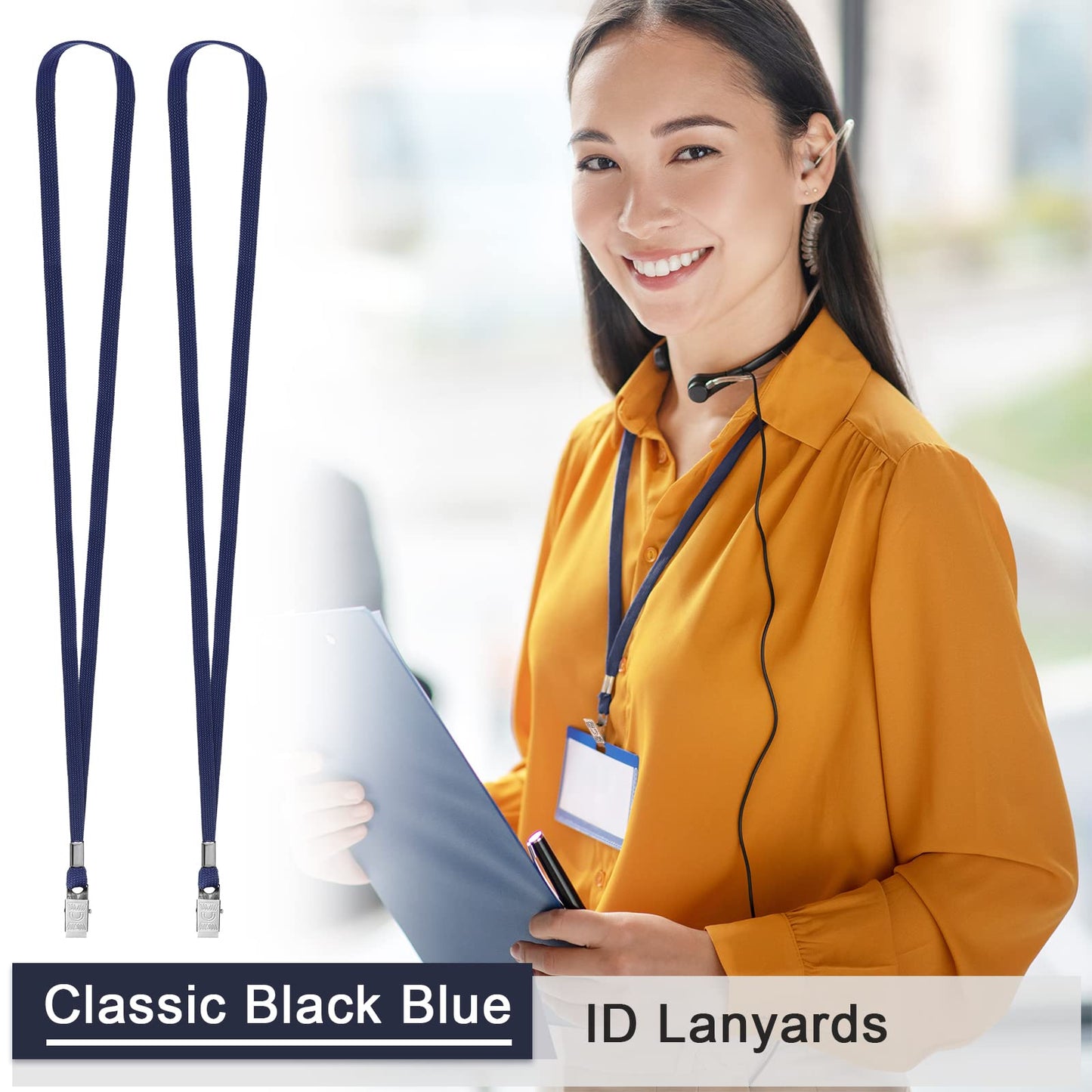 Marspark 200 Pcs Lanyard Bulk for ID Badges, Flat Neck Lanyard with Swivel Hook and Clip, Durable Accessory for ID Card Holders (Navy Blue)