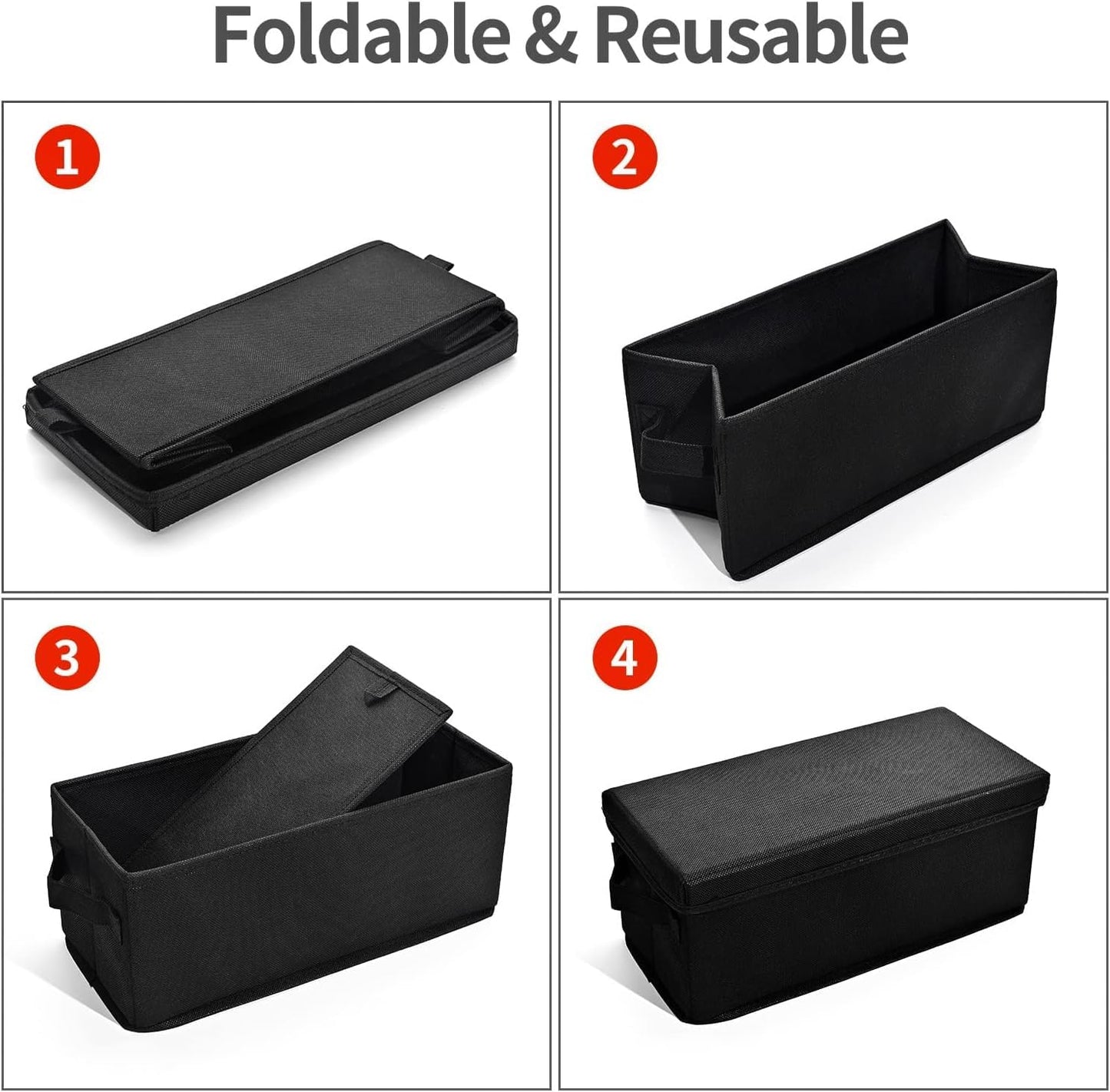 UENTIP CD Storage Boxes with Lid-13.2" x 5.9" x 5.3" (Black, CD BOX-4PACK)