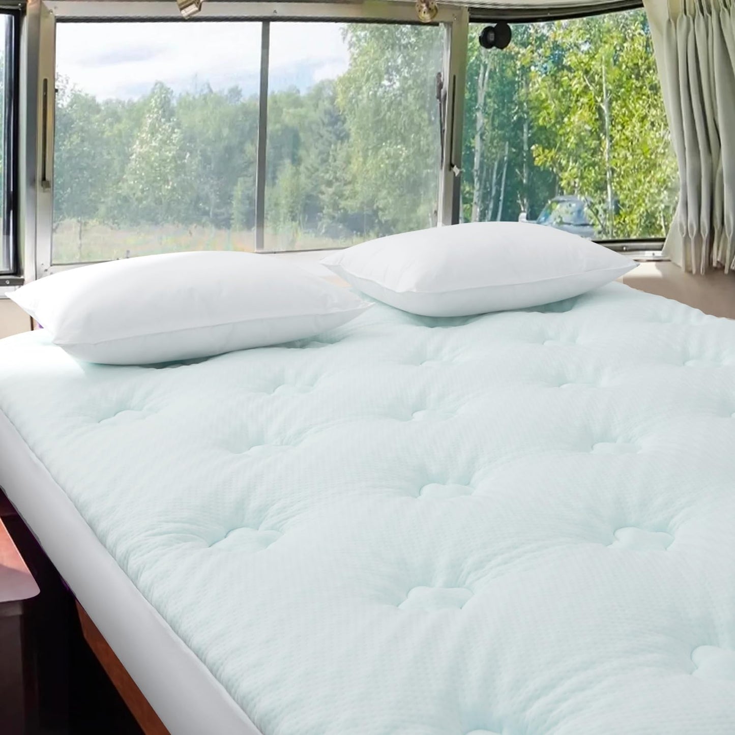 Hansleep King Memory Foam Mattress Topper, Bamboo Cooling Mattress Pad King Size with Deep Pocket, Breathable Air Mattress Topper Cover, White, 78x80 Inches