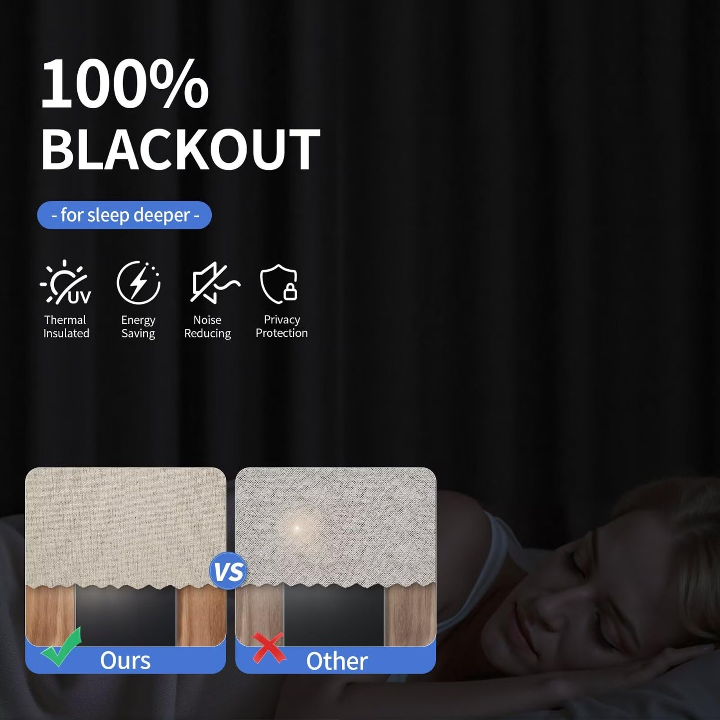 YoungsTex Blackout Curtains for Living Room - Linen Curtains 90 Inches Long Thermal Insulated Light Blocking Grommet Window Drapes for Bedroom, 2 Panels, 52x90 Inch