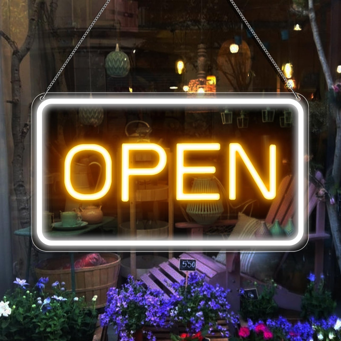 Neon Open Sign 16"x 9", Dimmable LED Open Signs for Business, Ultra Bright USB Powered Open Sign with On/Off Switch, Adjustable Brightness, for Window Stores Restaurants Offices Wall Bar Cafe