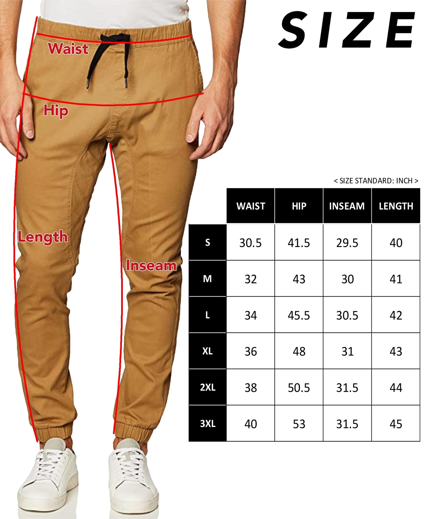 WT02 Men's Twill Jogger Pants, Black-a, Medium