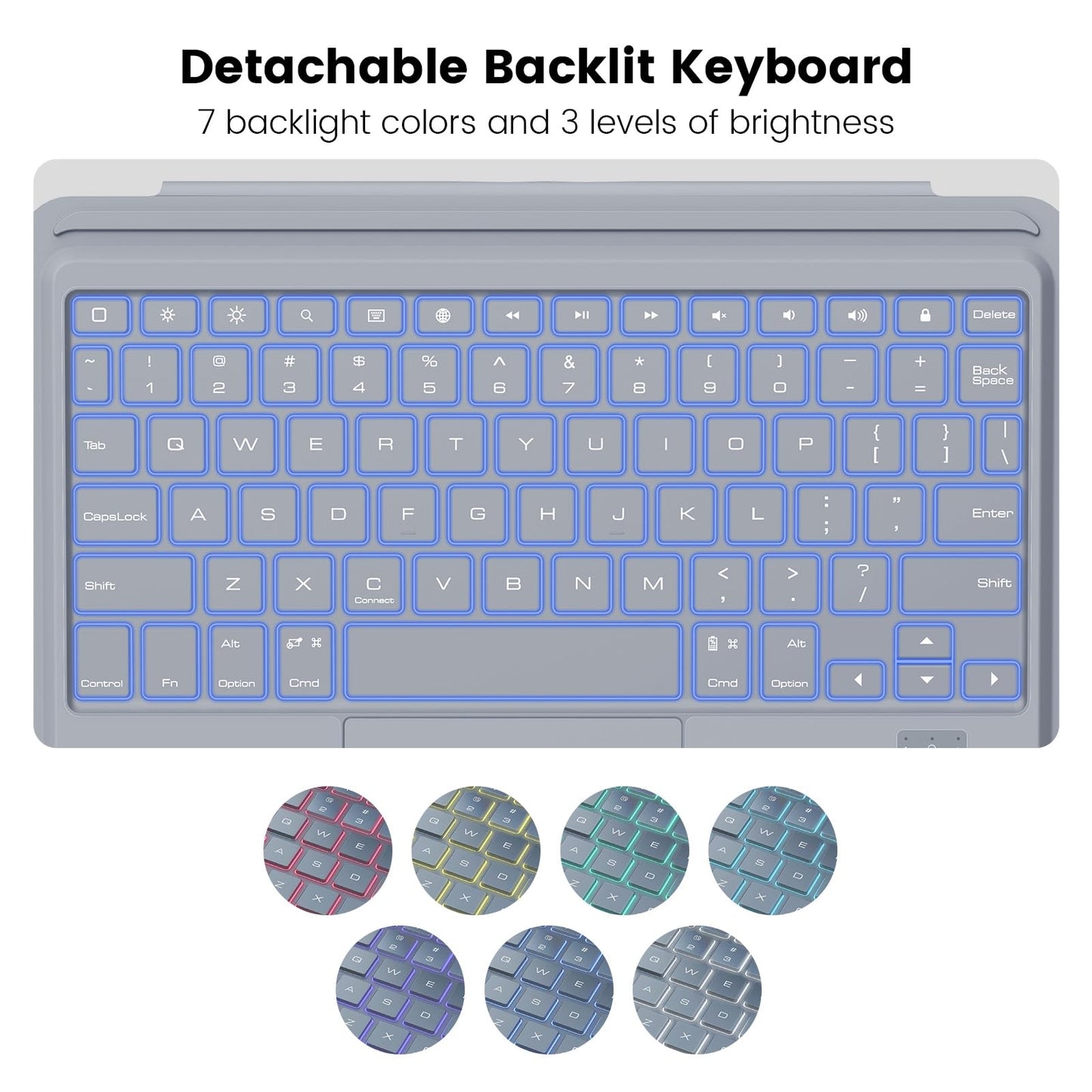 Nillkin Keyboard Case for iPad Pro 11(1st/2nd/3rd/4th Gen), iPad Air 5th&4th, iPad Air 11 inch Case with Keyboard(M3/M2), Magic Trackpad, Detachable Keyboard with 7 Backlight Colors, Gray