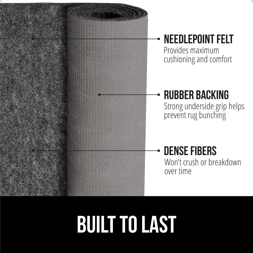 GORILLA GRIP Felt with Rubber Stay in Place Slip Resistant Rug Pad, 1/8 inch Thick, 4x6 FT Protective Padding Under Area Rugs, Cushioned Gripper Pads, Carpet Runners, Hardwood Floors Protection