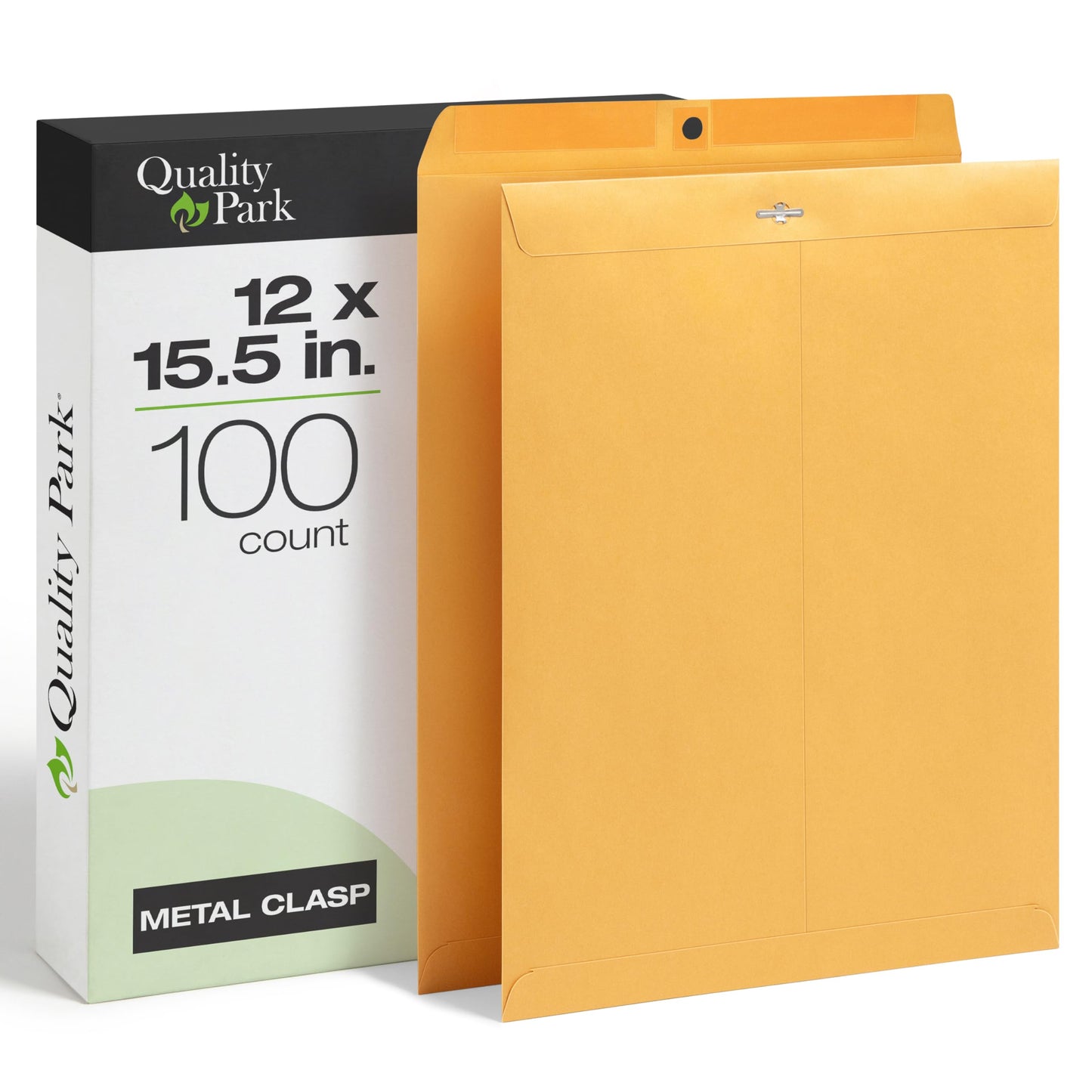 Quality Park Park Clasp Envelopes, 12 X 15.5-Inch, Brown Kraft, Box of 100 (37810)