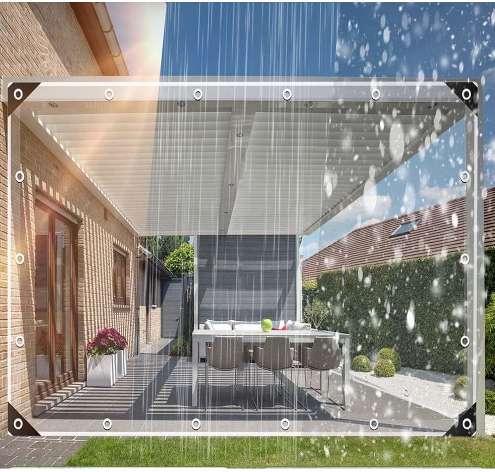 Clear Tarp Patio Enclosure Waterproof Heavy Duty PVC Curtains for Gazebos Transparent Outdoor Tarps Curtains for Porch, Deck, Balcony, Pergola 78.7" W x 78.7" L