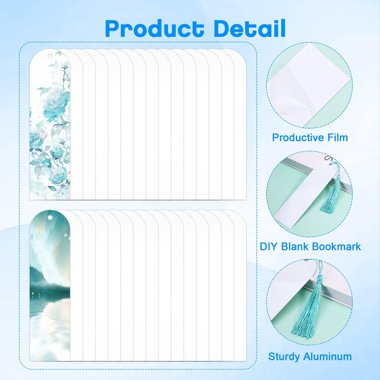 50 Pcs Sublimation Blank Bookmarks, Heat Transfer Metal Aluminum Sublimation DIY Bookmarks with 50 Pcs Colorful Tassels for Crafts, Reading Gifts (5.9" x 1.6")